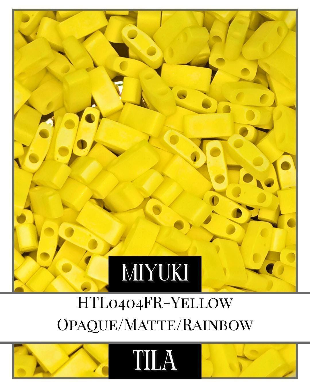 Miyuki Tila Beads – Yellow Opaque Matte 2-Hole Flat Seed Beads 7.5g