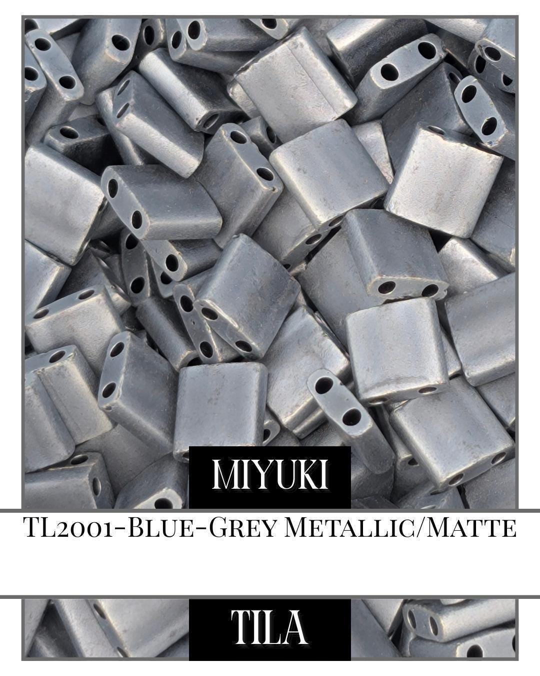 Miyuki Tila Beads - Blue Grey Metallic Matte | 7.5g Bead Package for Jewelry Making