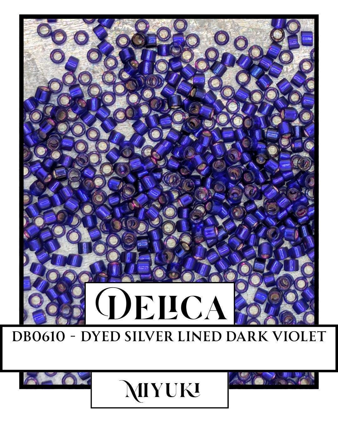 Miyuki Delica Beads - Size 11/0 Dyed Silver Lined Dark Violet Glass Seed Beads