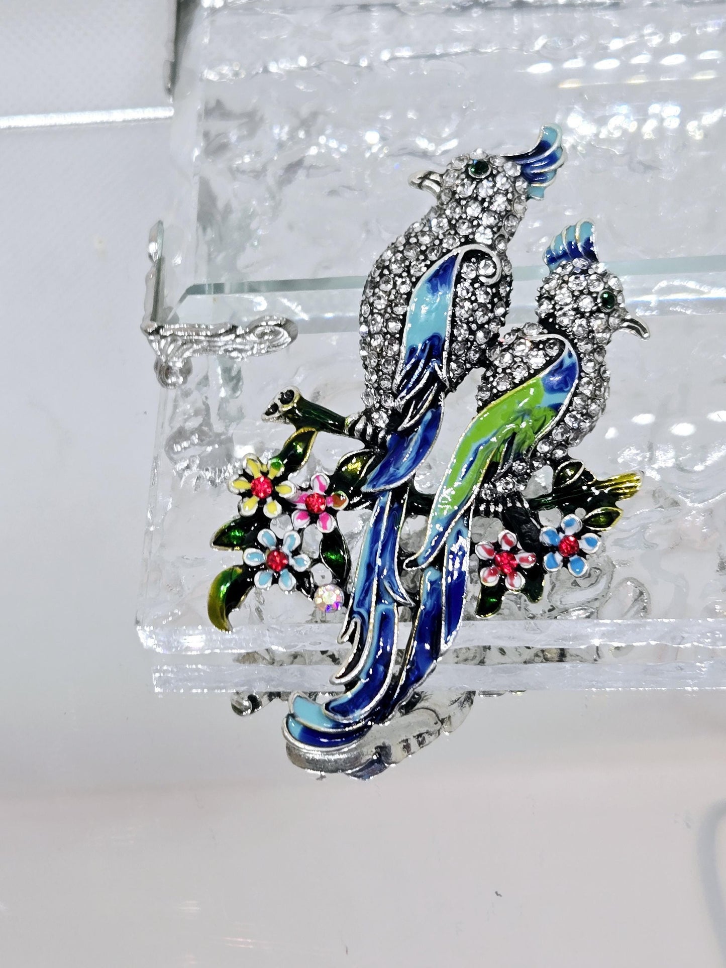 Silver Plated Brooch – Colorful Cockatiel Pin With Enamel Detail, Lightweight
