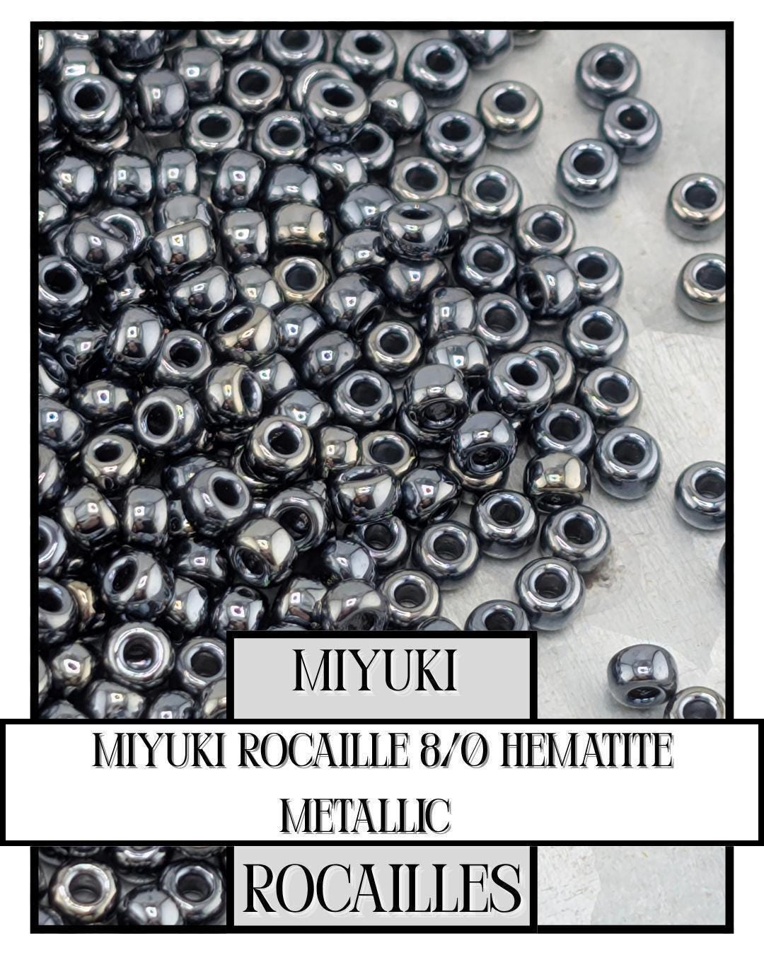 Miyuki Rocaille Beads 8/0 Hematite Metallic Glass Seed Beads – Smooth Surface, Precise Shape