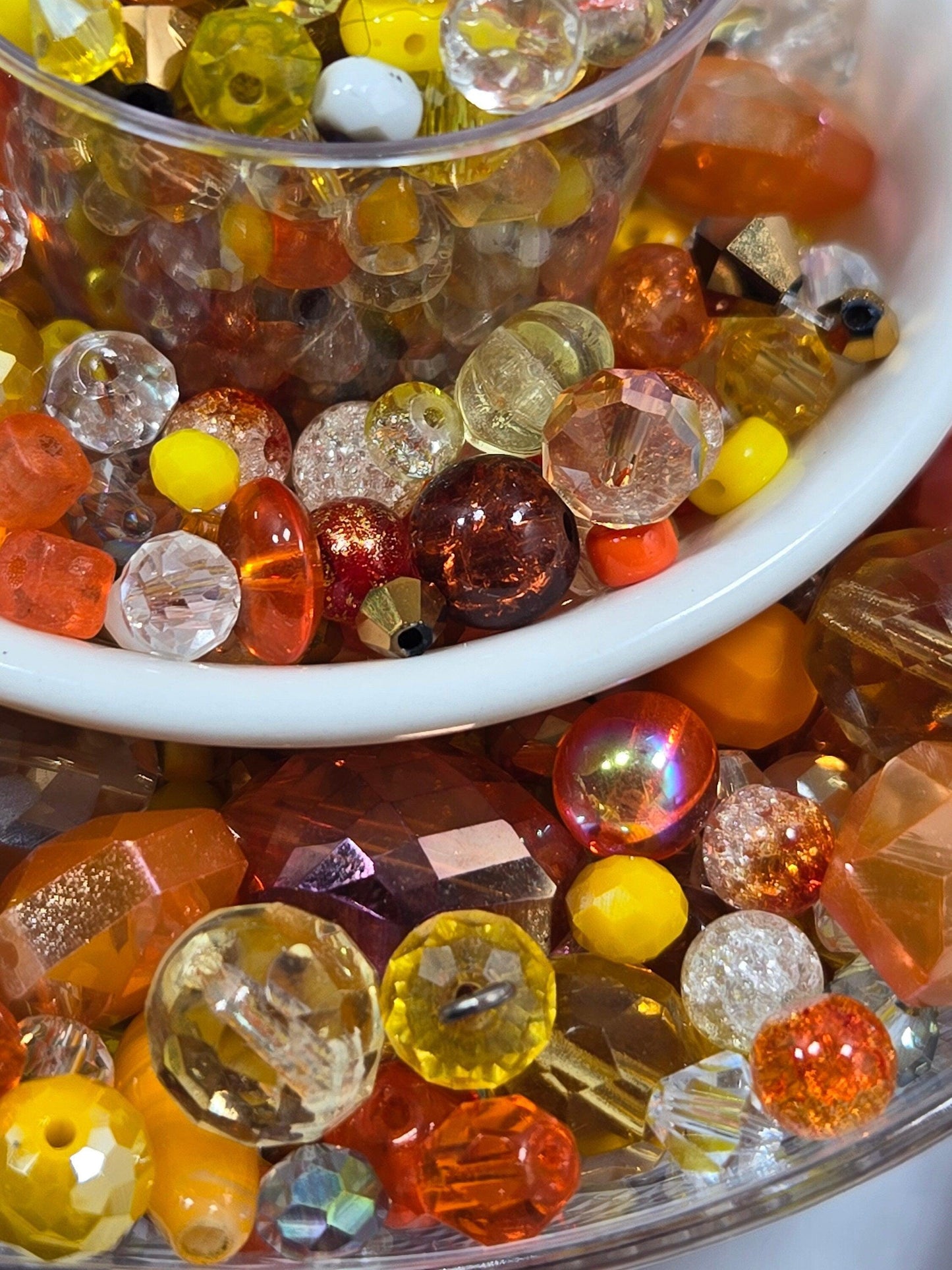 Glass Bead Mix – Orange Yellow Beads | Jewelry Making Kit & Craft Supplies Gift