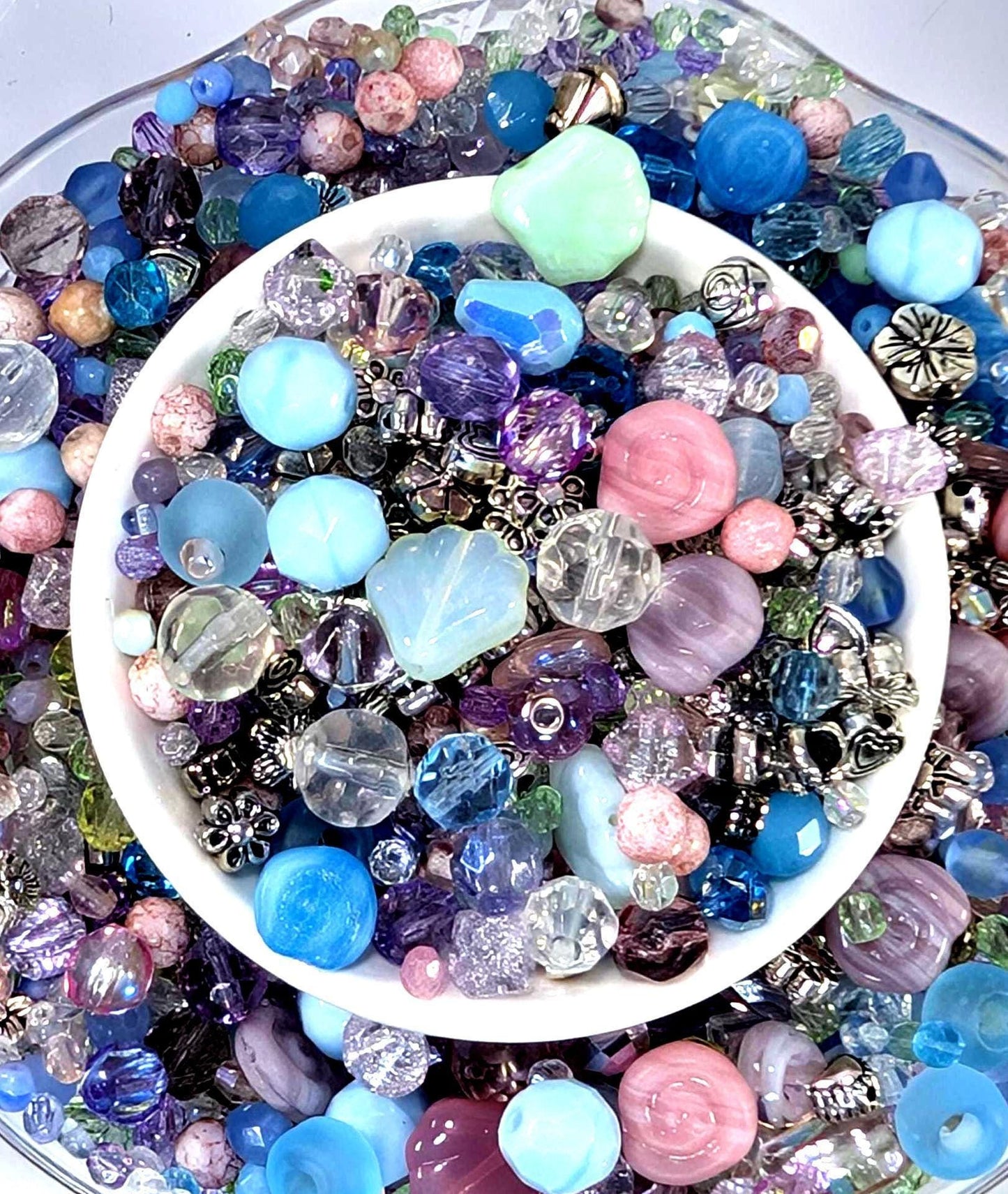 Glass Bead Soup Mix | Artisan Beading Kit with Electroplated Beads Pack & Spring Color Beads