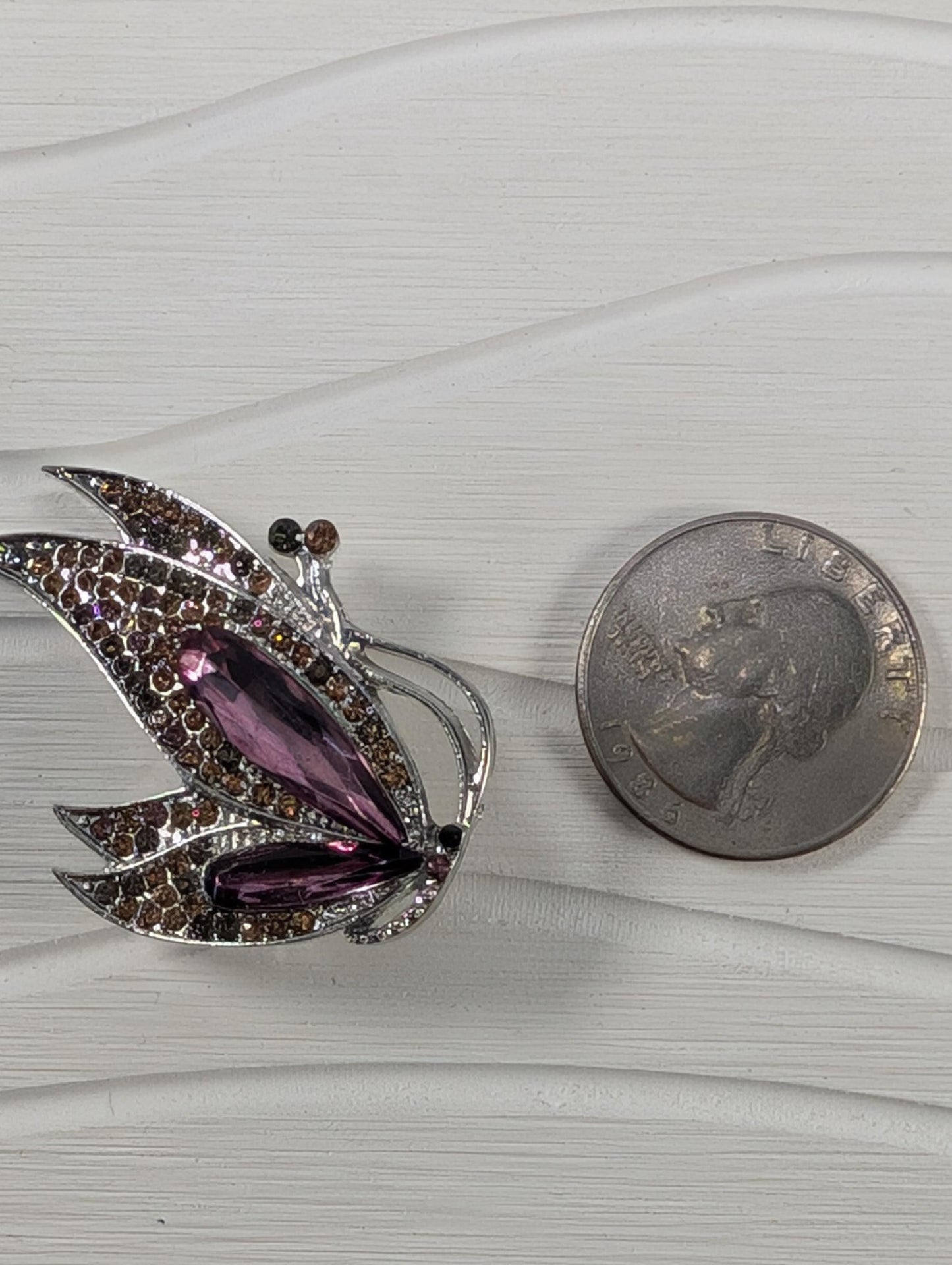 Silver Purple Topaz Brooch – Lightweight Decorative Pin Accessory for DIY Bag Charm