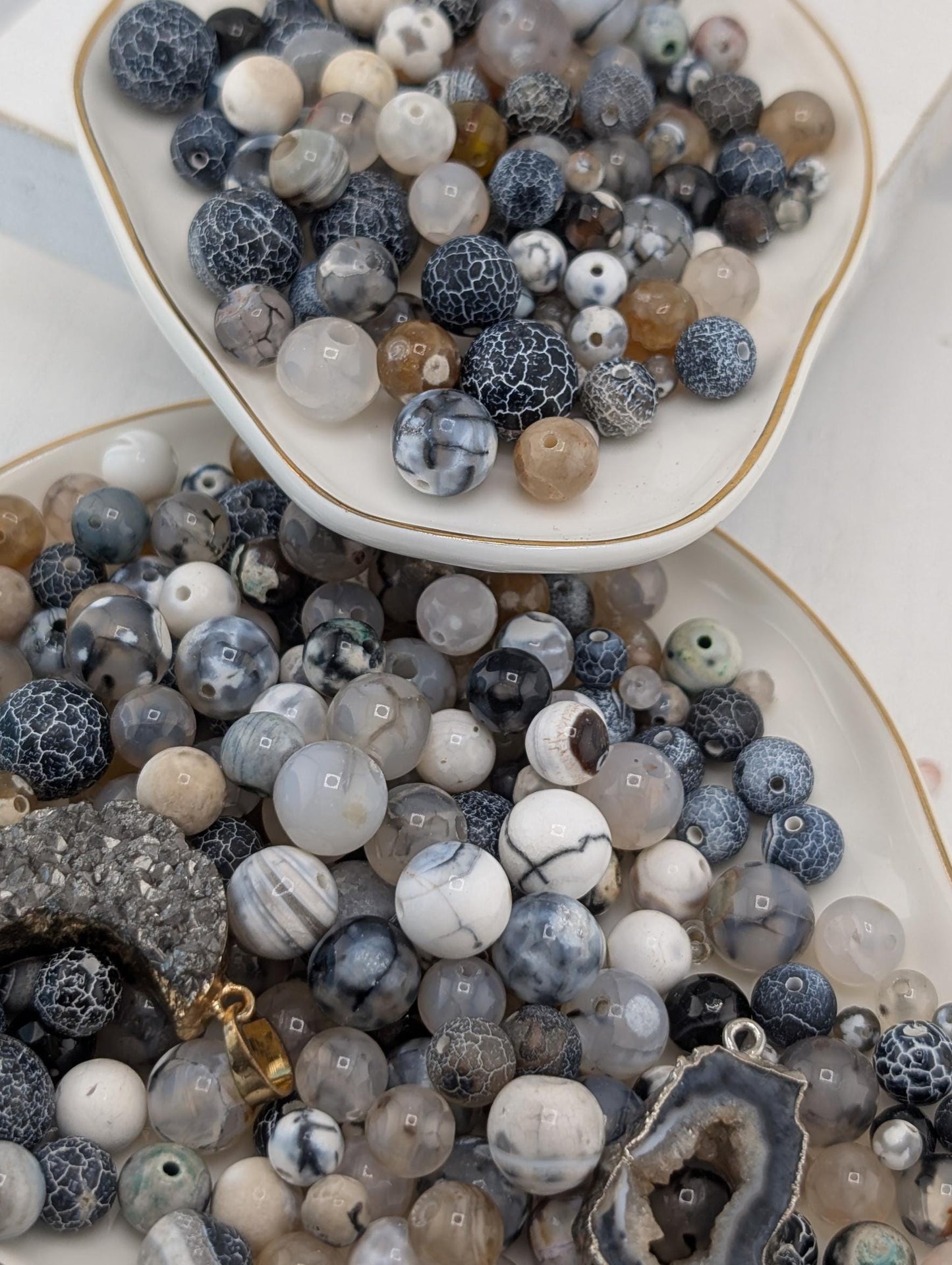 Dyed Agate Beads - Natural Stone Gemstone Mix | 2oz Semi Precious Bulk Lot