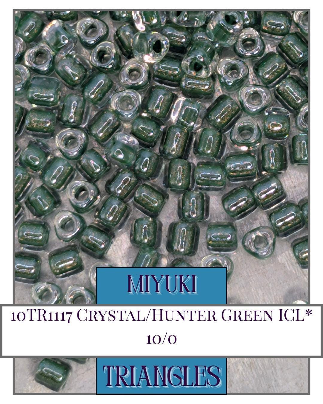 Miyuki Triangle Beads – Size 10/0 Crystal Hunter Green, 10 Gram Bead Pack