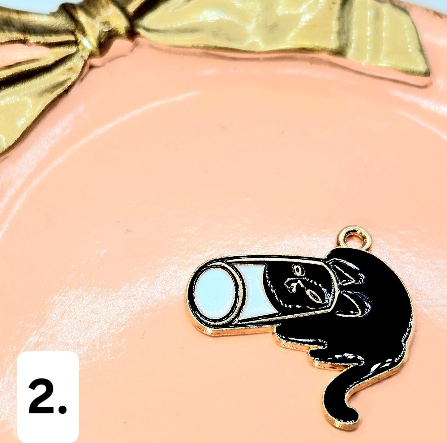Gold Plated Kitty Charms - Set of 6 DIY Jewelry Charms with Shine Finish