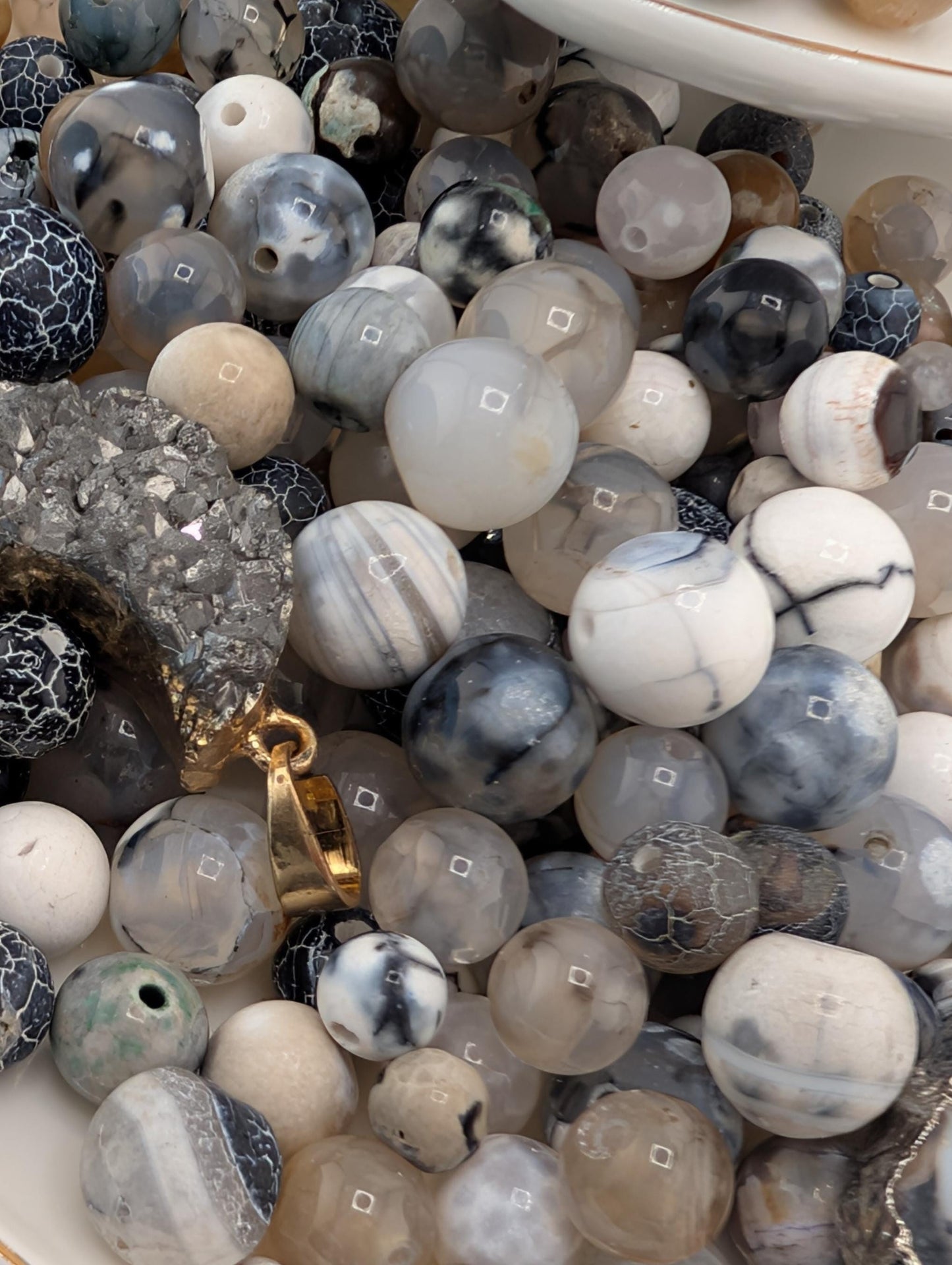 Dyed Agate Beads - Natural Stone Gemstone Mix | 2oz Semi Precious Bulk Lot