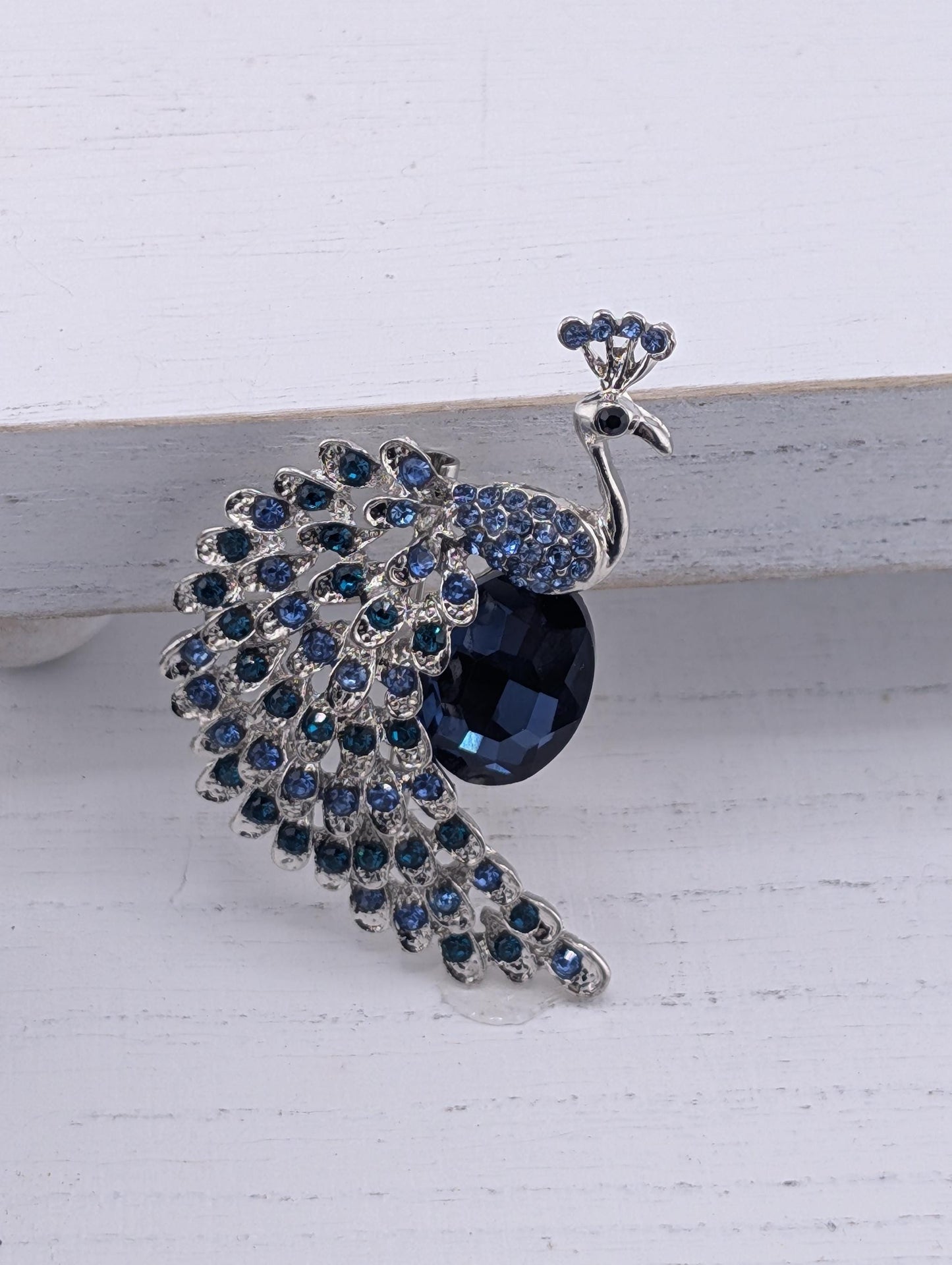 Silver Peacock Brooch – Colorful Festival Jewelry, Elegant Lightweight Pin
