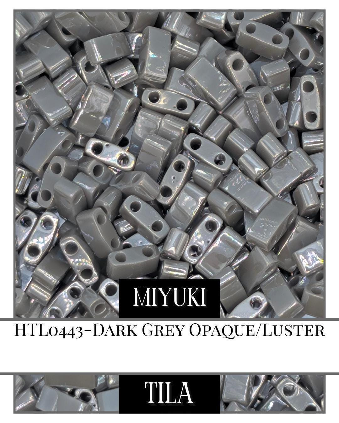 Miyuki Tila Beads – Dark Grey Two Hole Beads, 7.5g Crafting Bead Pack