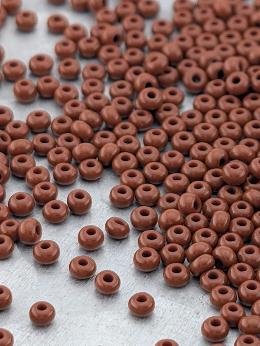 Preciosa Seed Beads - Opaque Brown Size 10/0 Glass Craft Beads, 15g Pkg