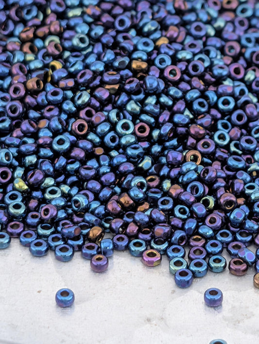 Preciosa Seed Beads | Bright Color Opaque Blue Iris Size 11c0 Glass Beads for Jewelry