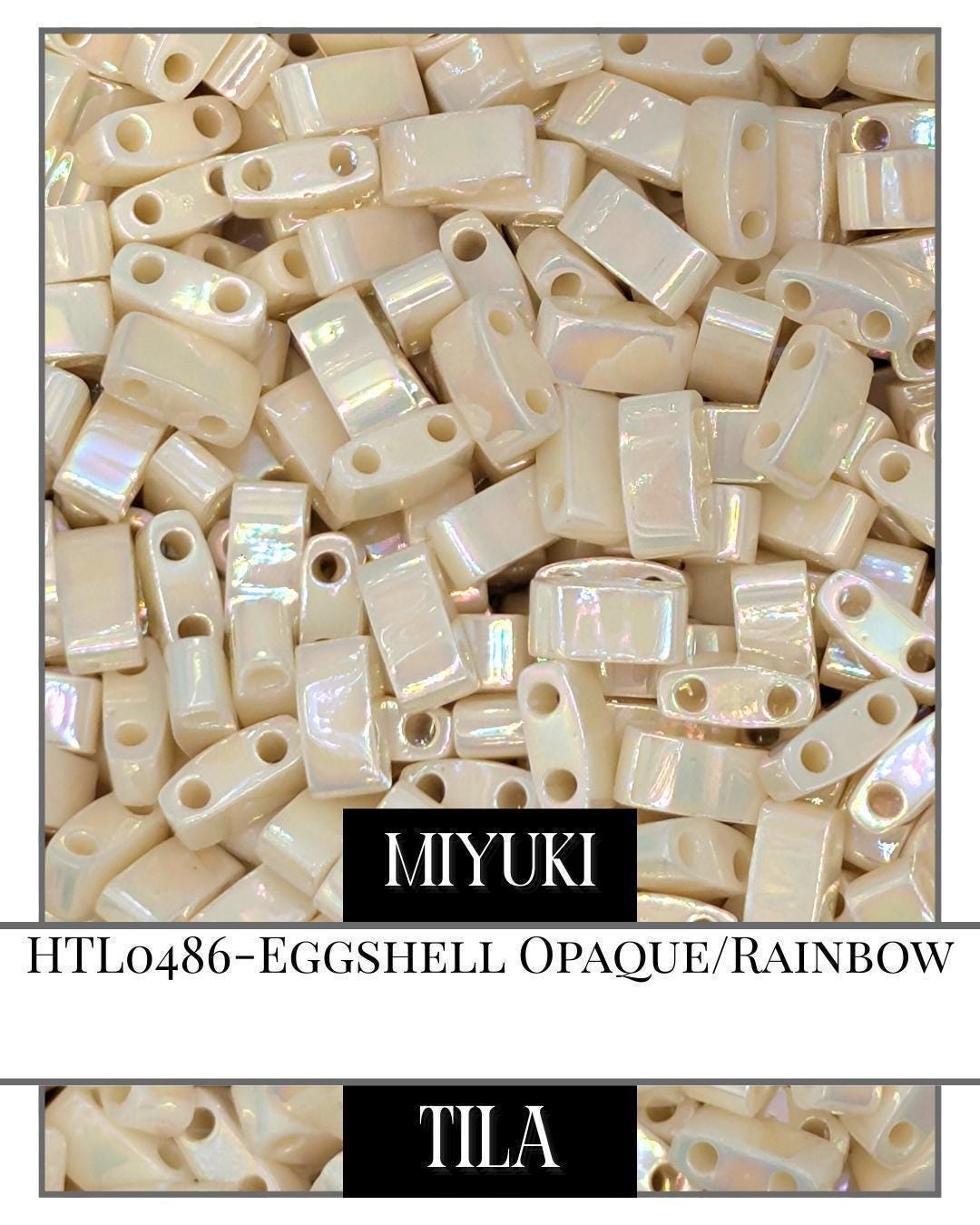 Miyuki Tila Beads – Eggshell Opaque Rainbow 7.5g Flat Glass Beads for Jewelry