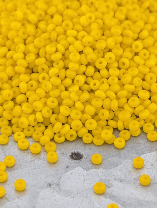 Opaque Canary Yellow Beads – Preciosa Seed Beads Size 10/0 | 20g Glass Package
