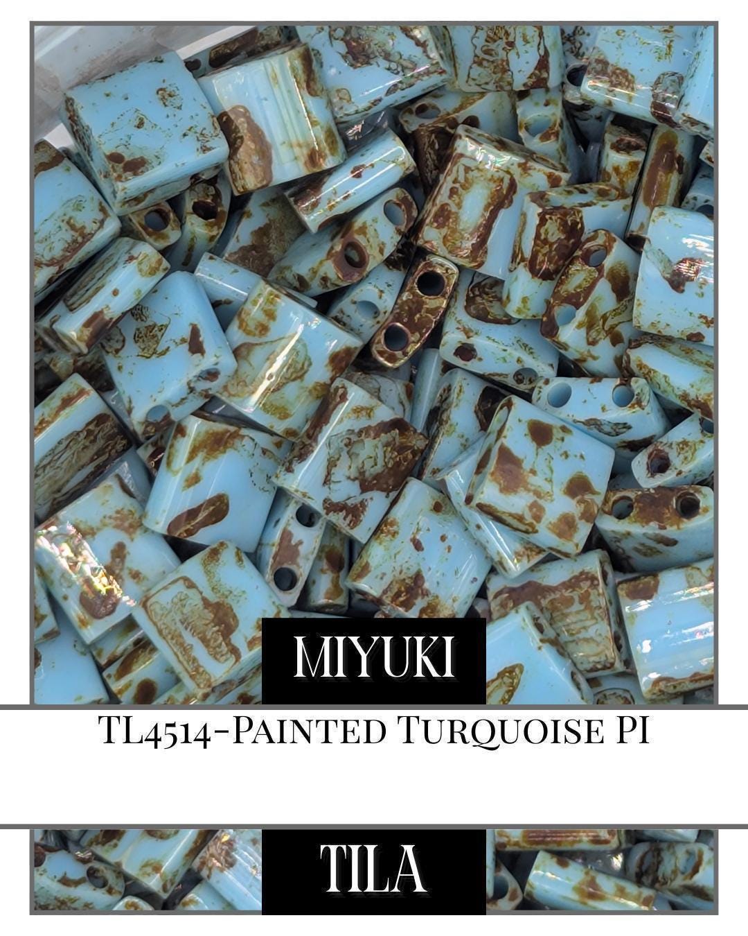 Miyuki Tila Beads – Painted Turquoise 2-Hole Flat Beads for Jewelry Making