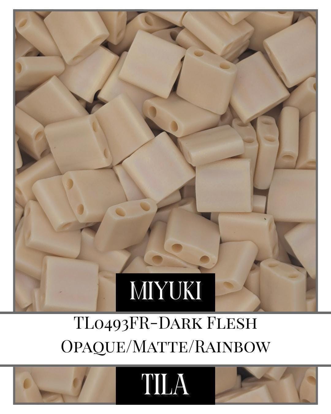 Miyuki Tila Beads - Dark Flesh Matte Finish Square Glass Beads 7.5g Package
