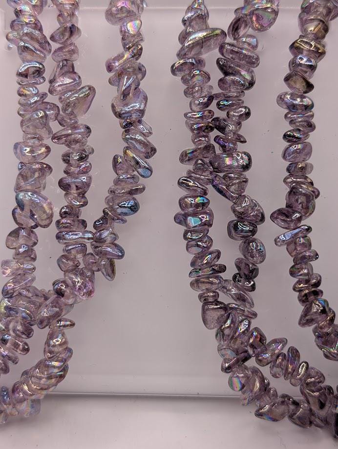 Rainbow Glass Chip Beads - 36 Inch Strands | Vibrant Jewelry Making Beads