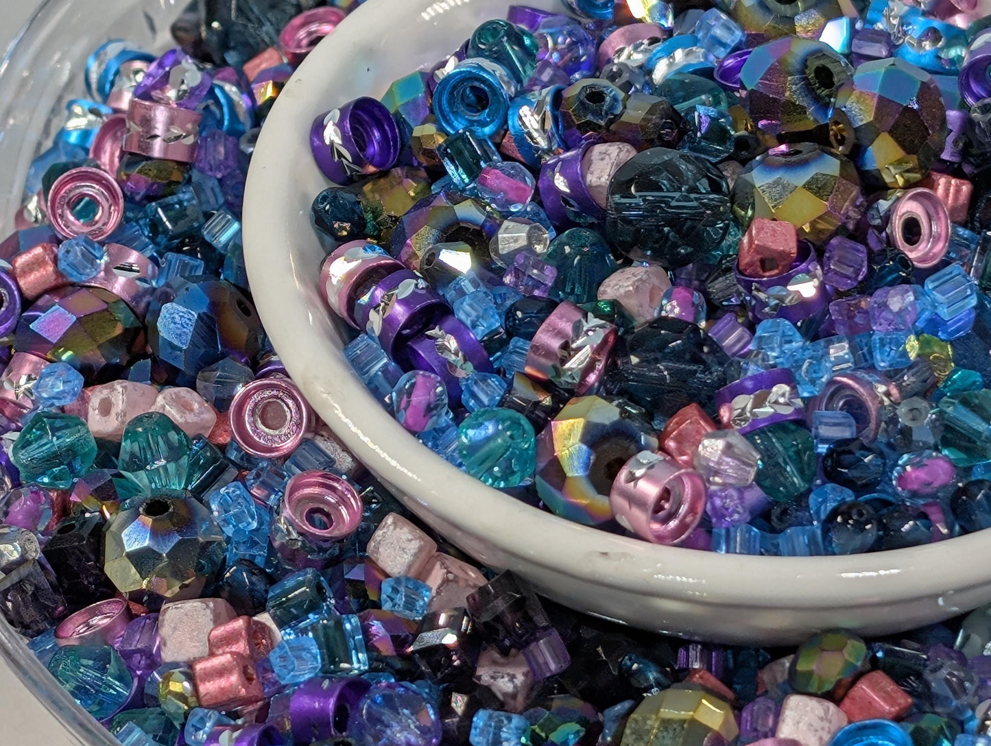 Glass Bead Soup Mix - Mixed Glass Beads & Cat Eye Beads for DIY Jewelry Kit