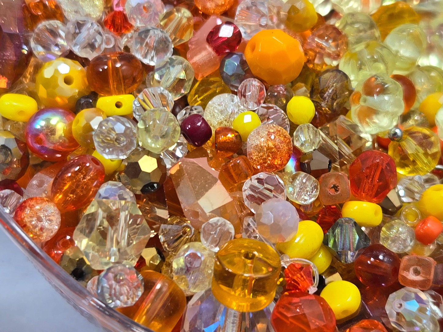 Glass Bead Soup Mix - Orange Yellow Beads for Jewelry Making Beads & DIY Bracelet Supplies