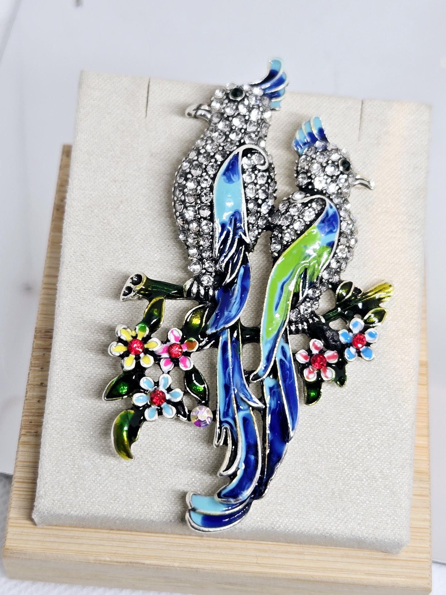 Silver Plated Brooch – Colorful Cockatiel Pin With Enamel Detail, Lightweight