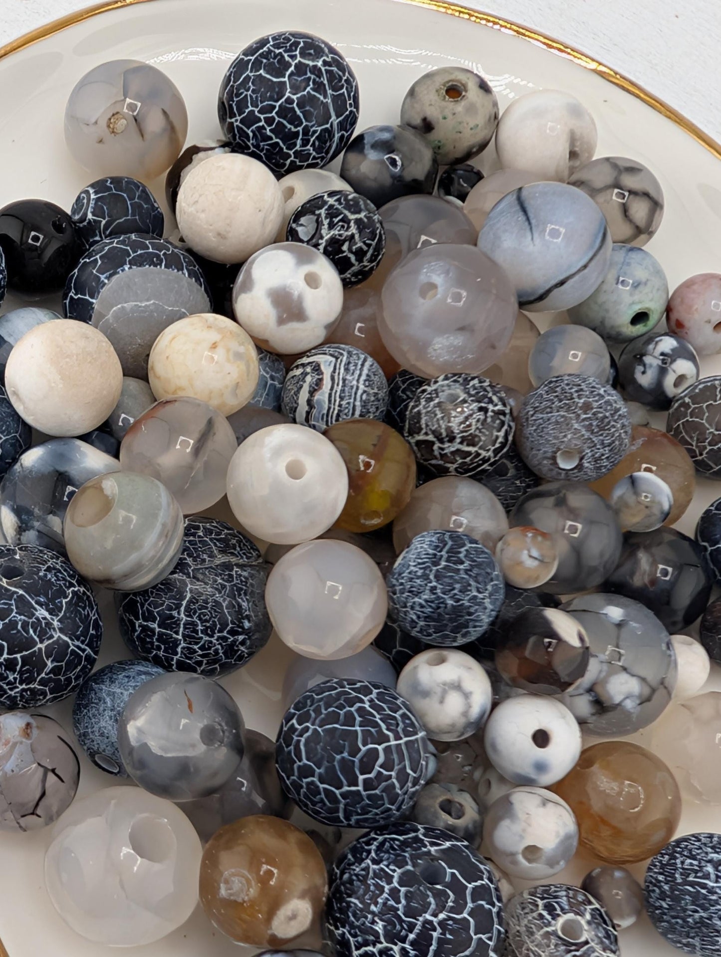 Dyed Agate Beads - Natural Stone Gemstone Mix | 2oz Semi Precious Bulk Lot