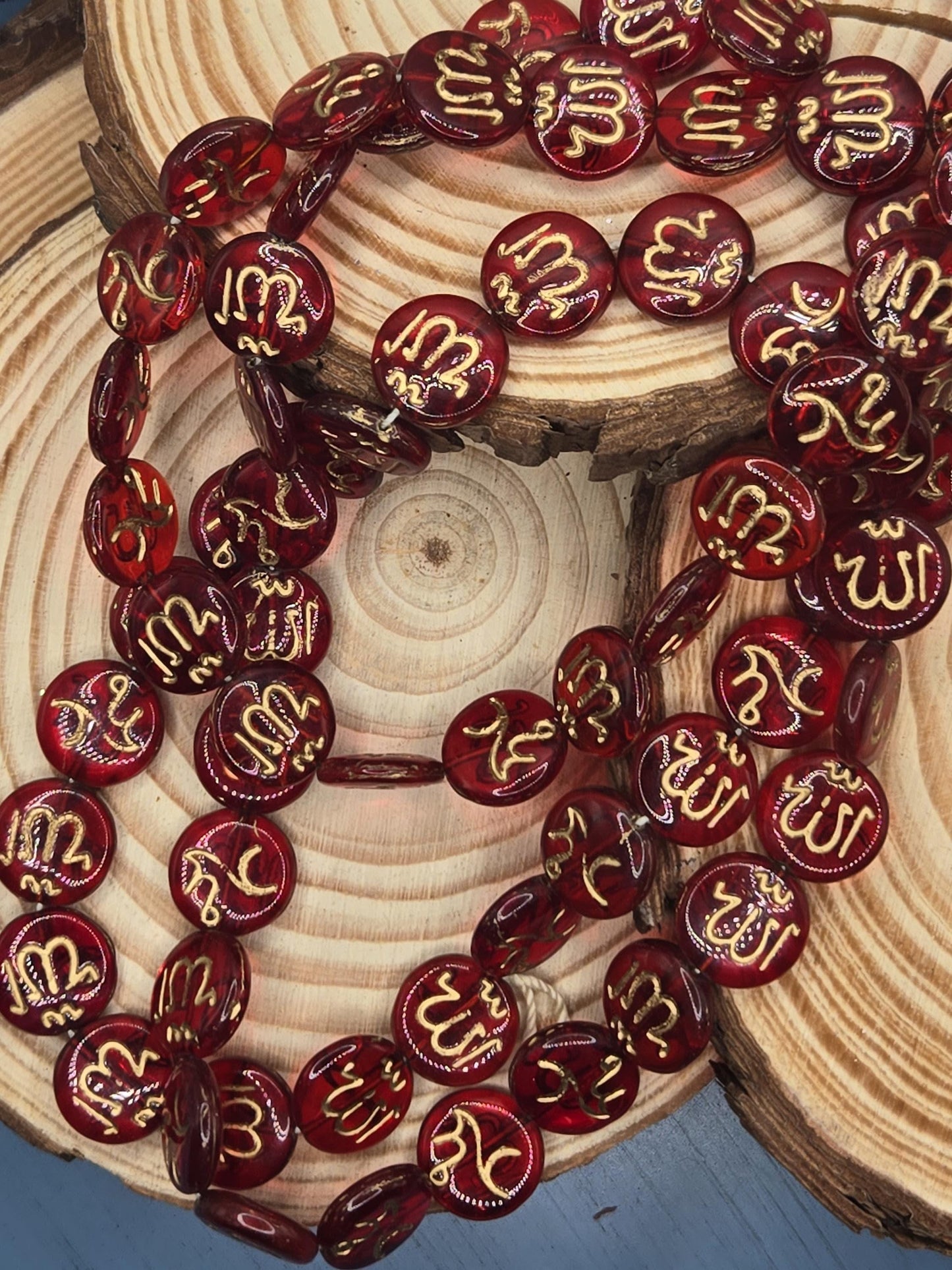Vintage 8mm Czech Glass Feng Shui Coin Beads - Rare Vintage Beads (24" strand) & Jewelry Making Supplies