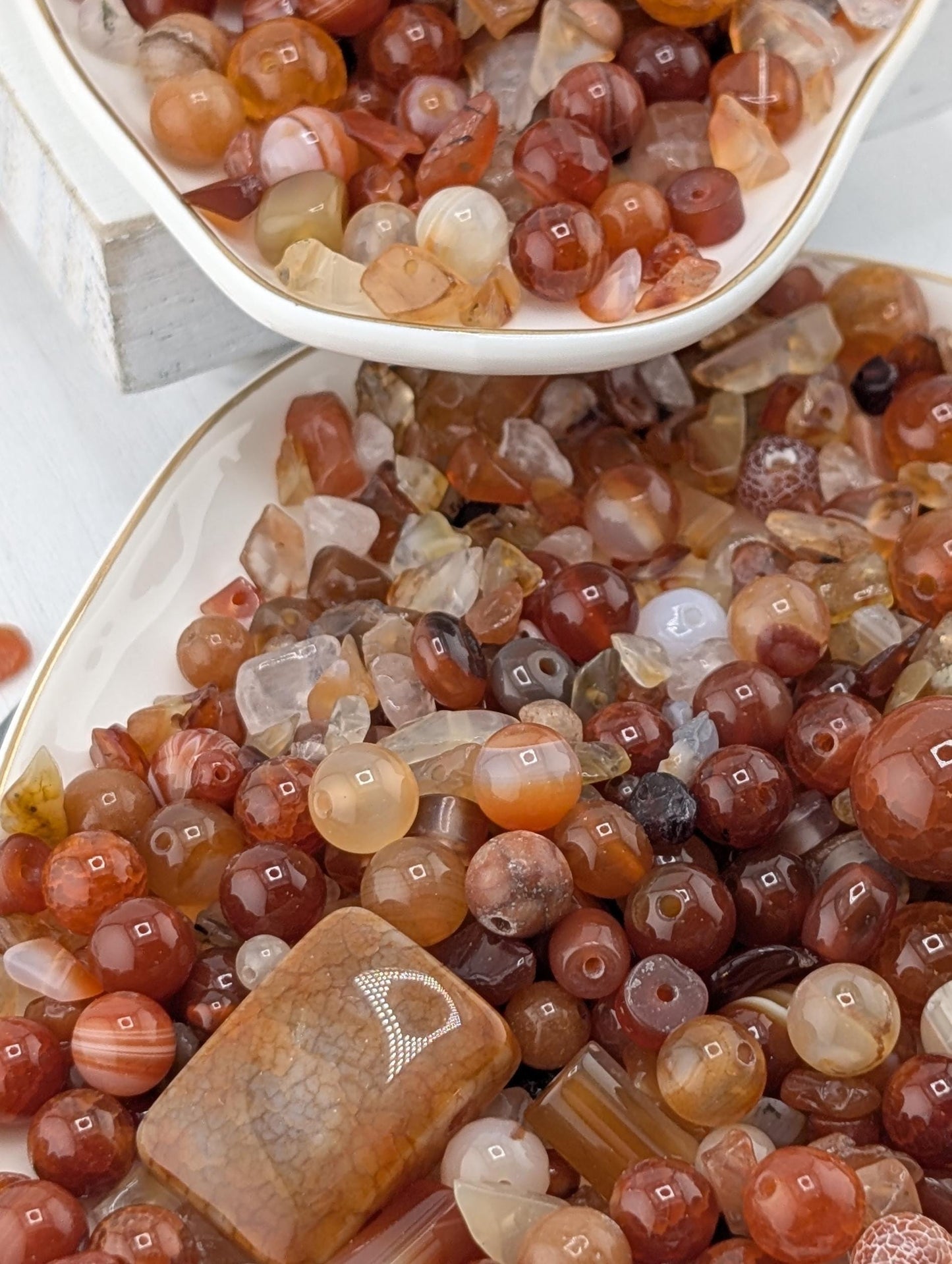 Natural Gemstone Beads - Exclusive Carnelian Agate Bead Soup Mix | Semi Precious Bulk Lot 2 oz