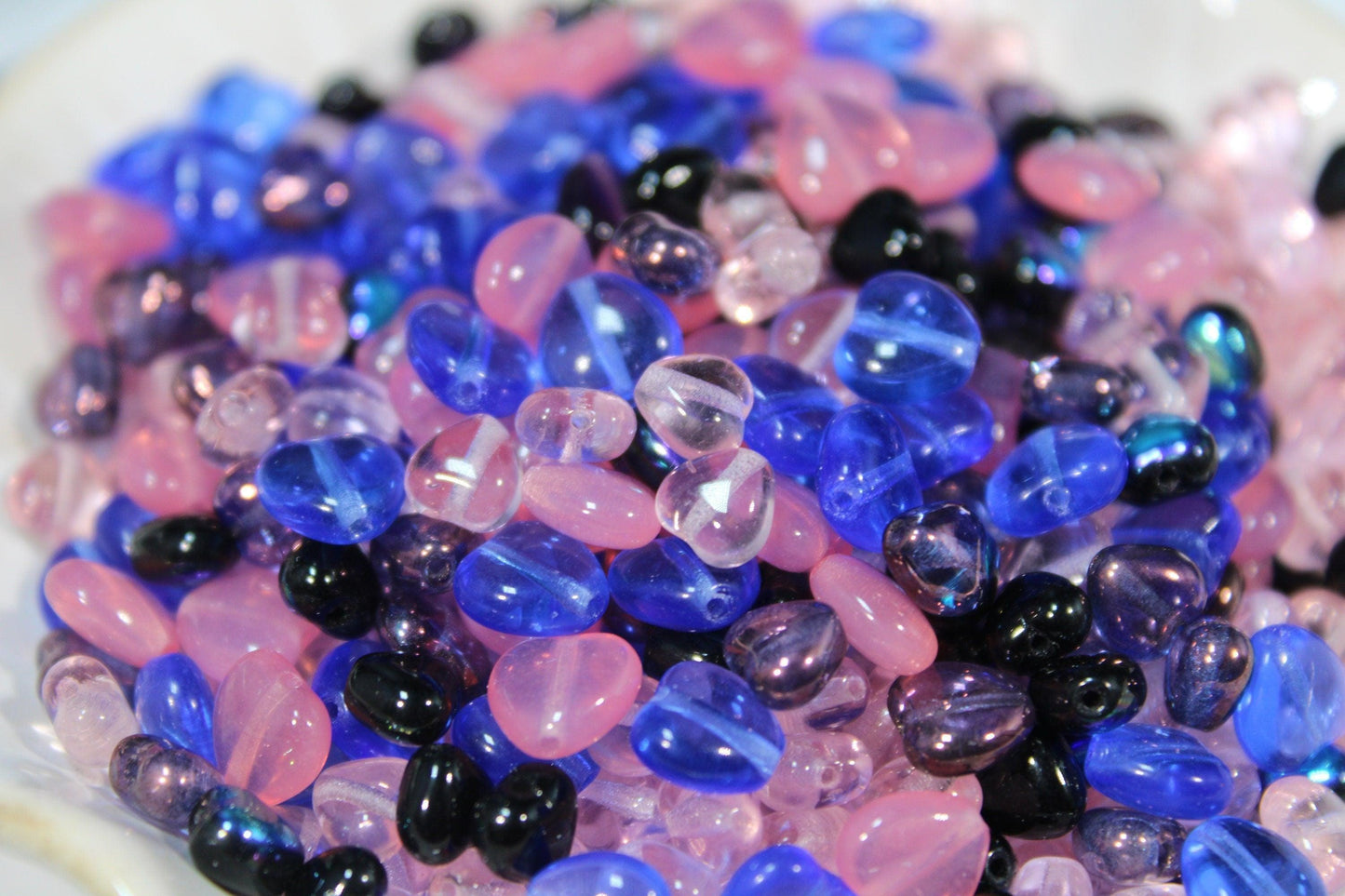 Czech Glass Heart Beads – Bulk Glass Beads Mix for Jewelry Making Crafts