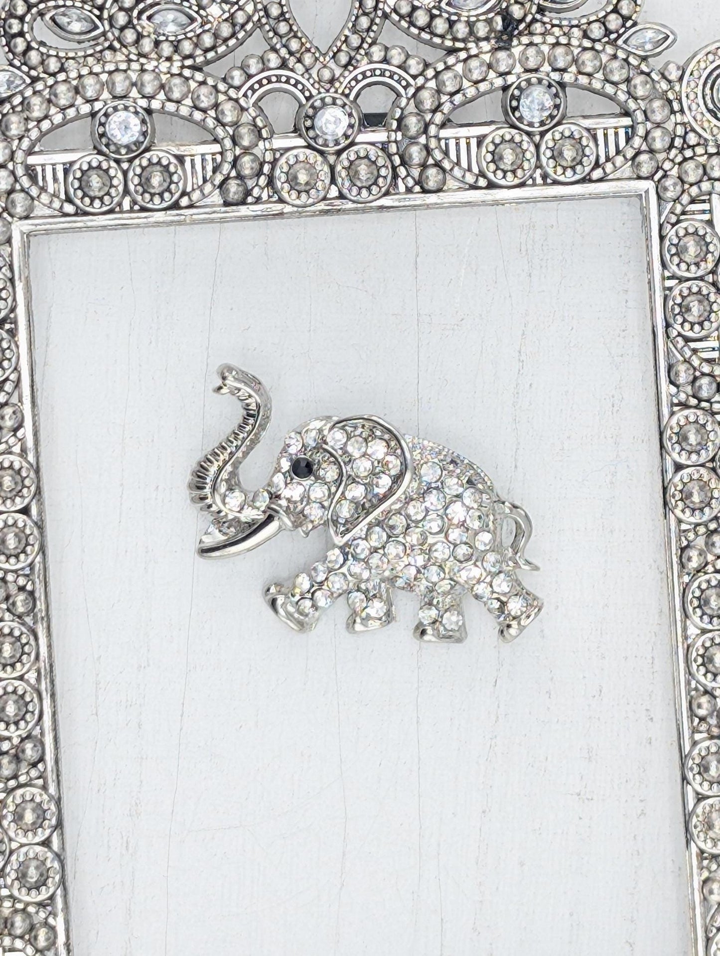 Silver Rhinestone Elephant Brooch - Silver Plated CZ Jewelry Pin With Playful Charm