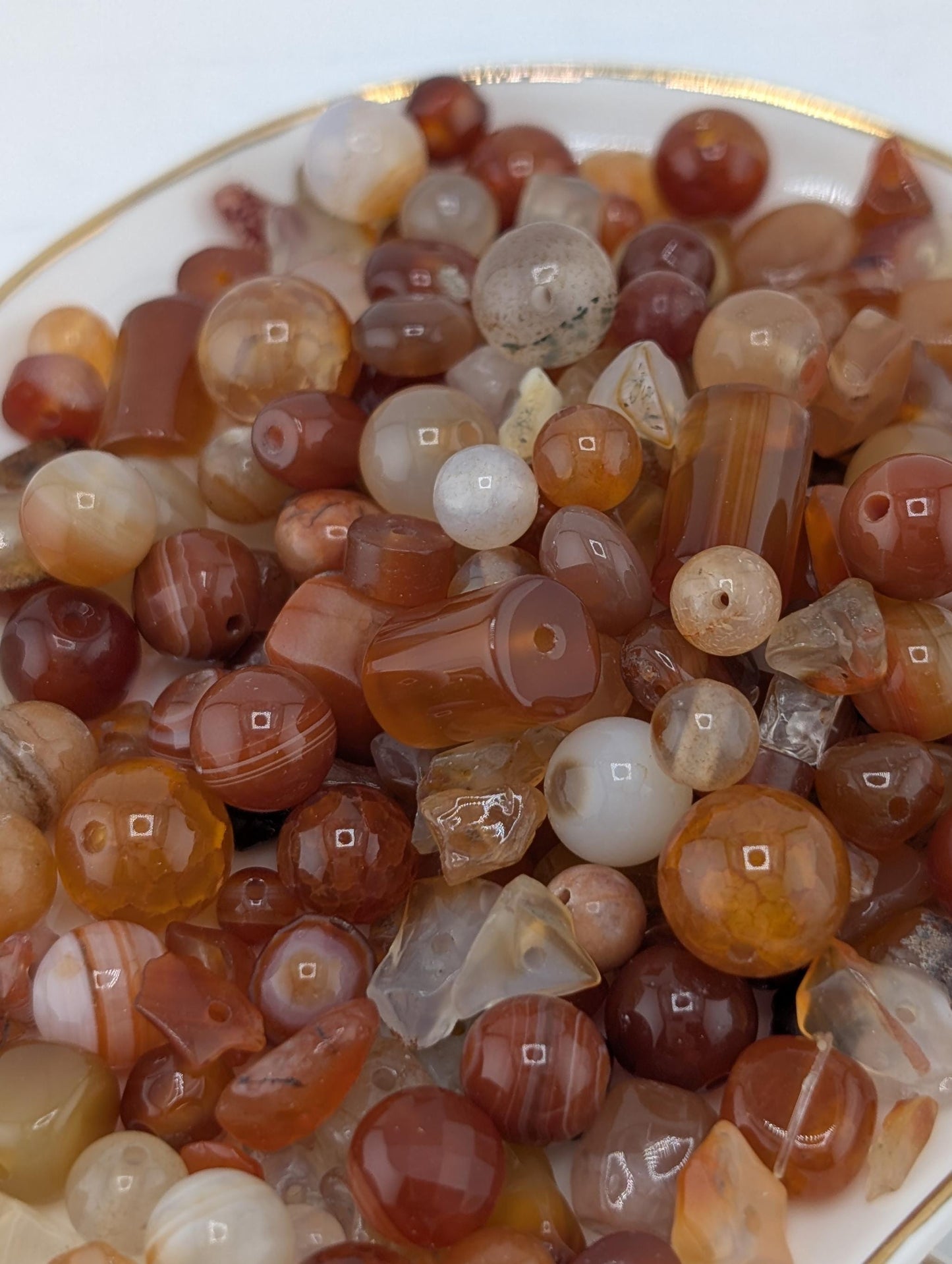 Natural Gemstone Beads - Exclusive Carnelian Agate Bead Soup Mix | Semi Precious Bulk Lot 2 oz