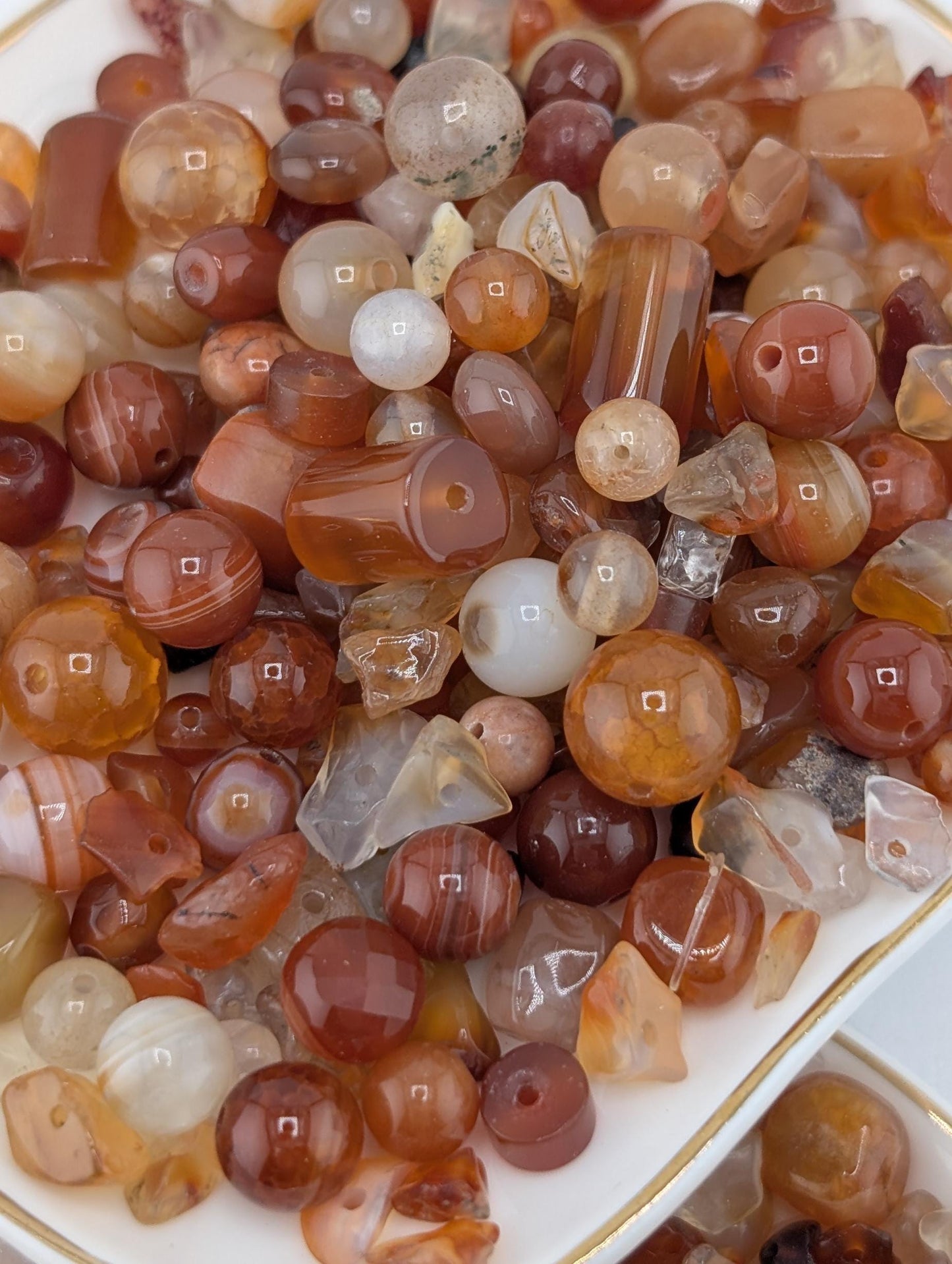 Natural Gemstone Beads - Exclusive Carnelian Agate Bead Soup Mix | Semi Precious Bulk Lot 2 oz