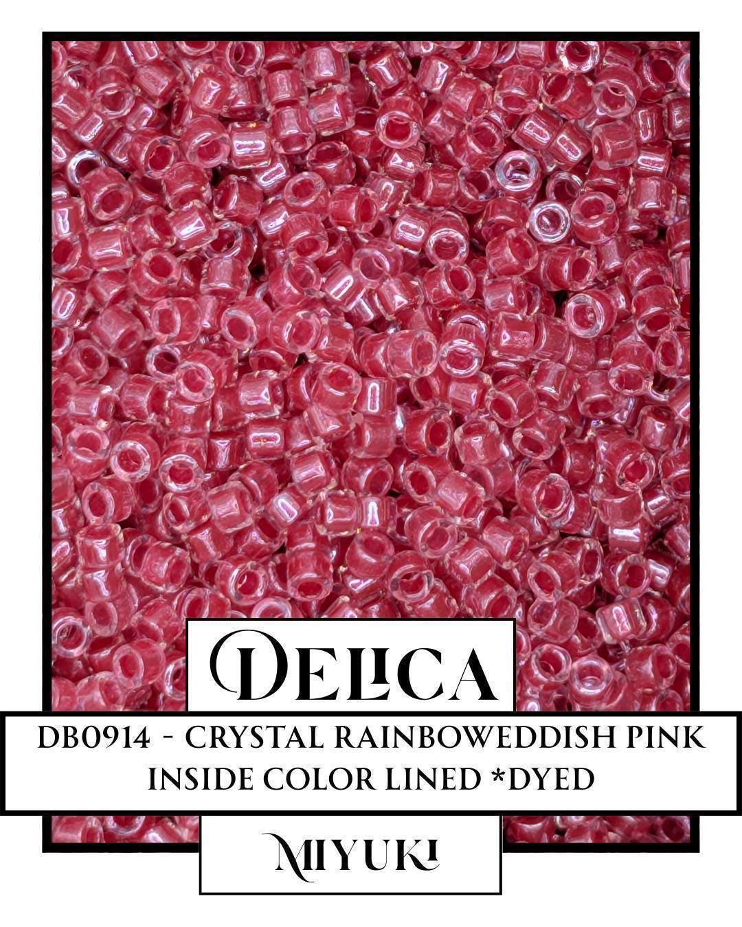 Miyuki Delica Beads - 7g Reddish Pink Crystal Lined Seed Beads 11/0