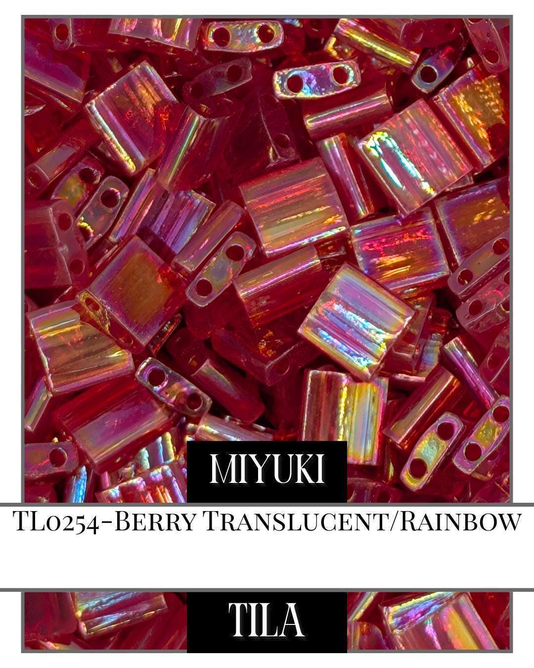 Miyuki Tila Beads - 7.5g Translucent Rainbow Flat Two Hole Beads for Jewelry Making