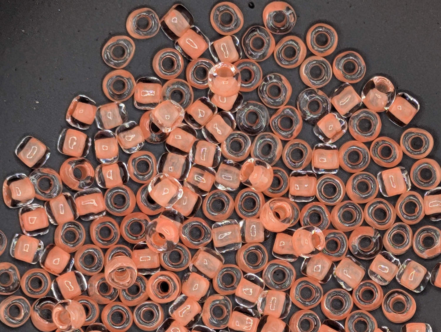 Tangerine Seed Beads - 6/0 Size Matsuno Dynamites, Translucent Spacer Beads 15g Pack