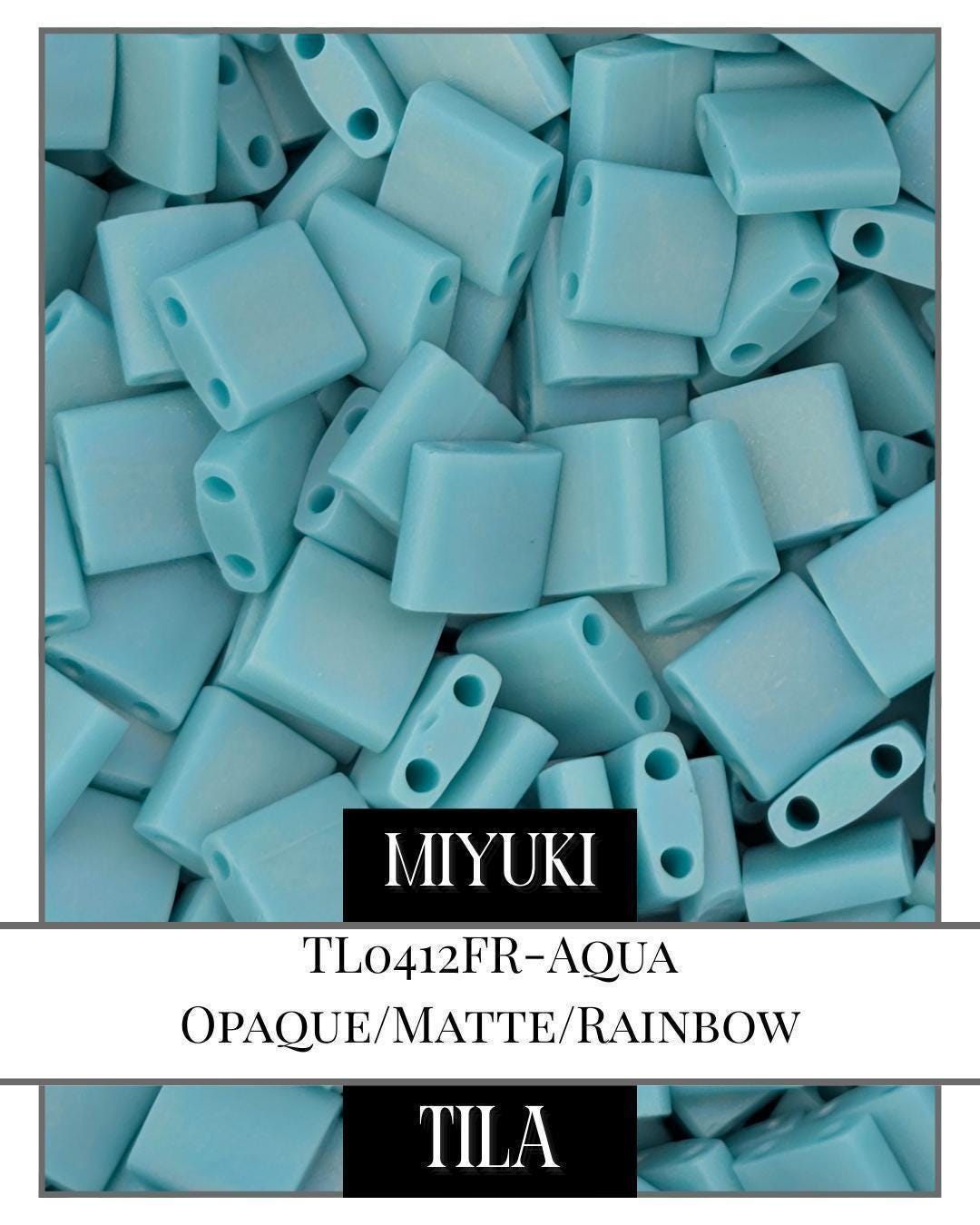 Miyuki Quarter Tila Beads – Aqua Matte AB Finish 2-Hole Glass Beads 7.5g