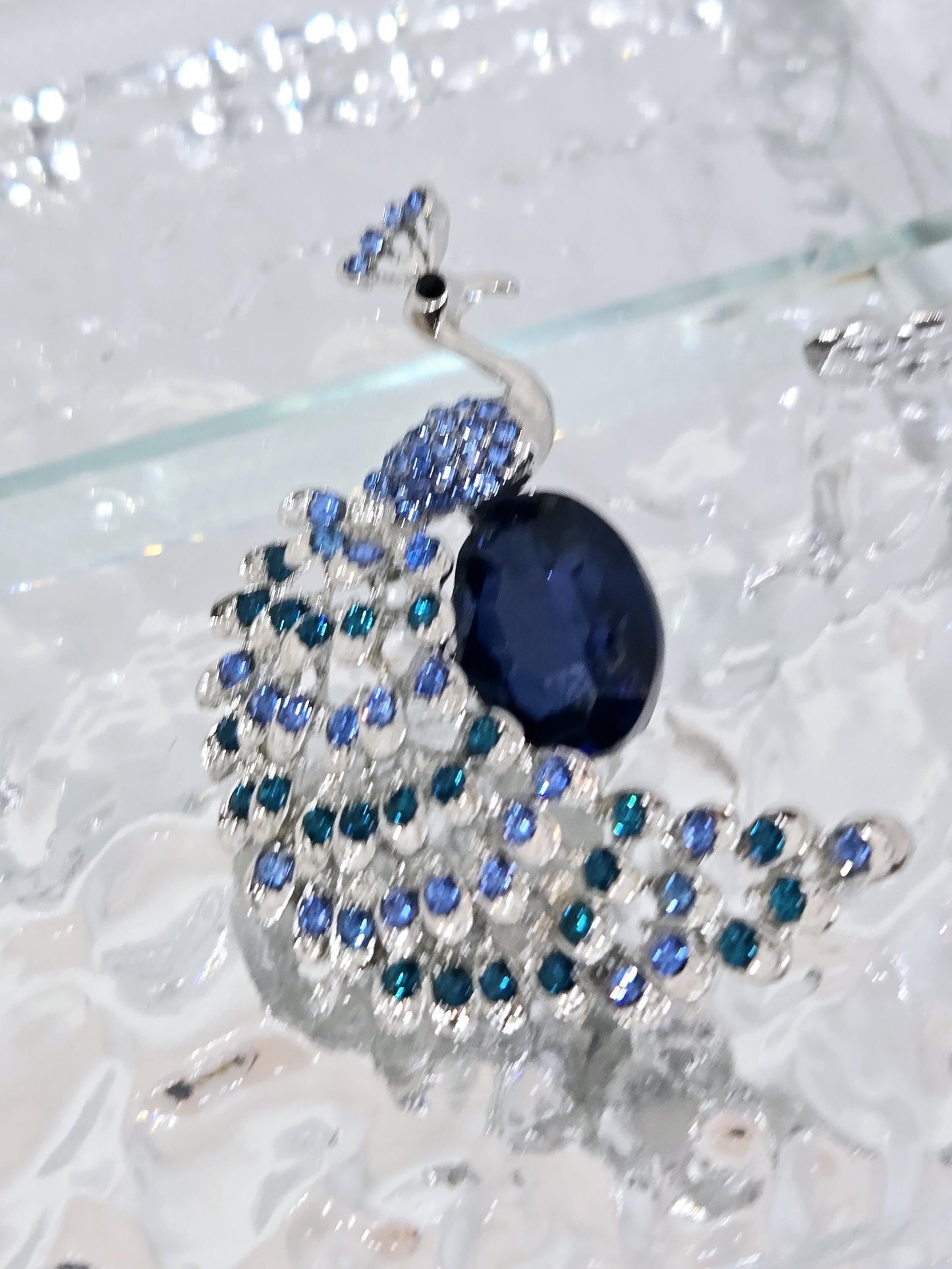 Silver Peacock Brooch – Colorful Festival Jewelry, Elegant Lightweight Pin