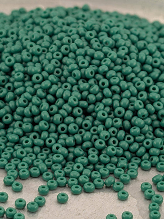 Opaque Dark Green Beads – Preciosa Seed Beads Size 11/0 | 15g Pkg | Smooth Finish