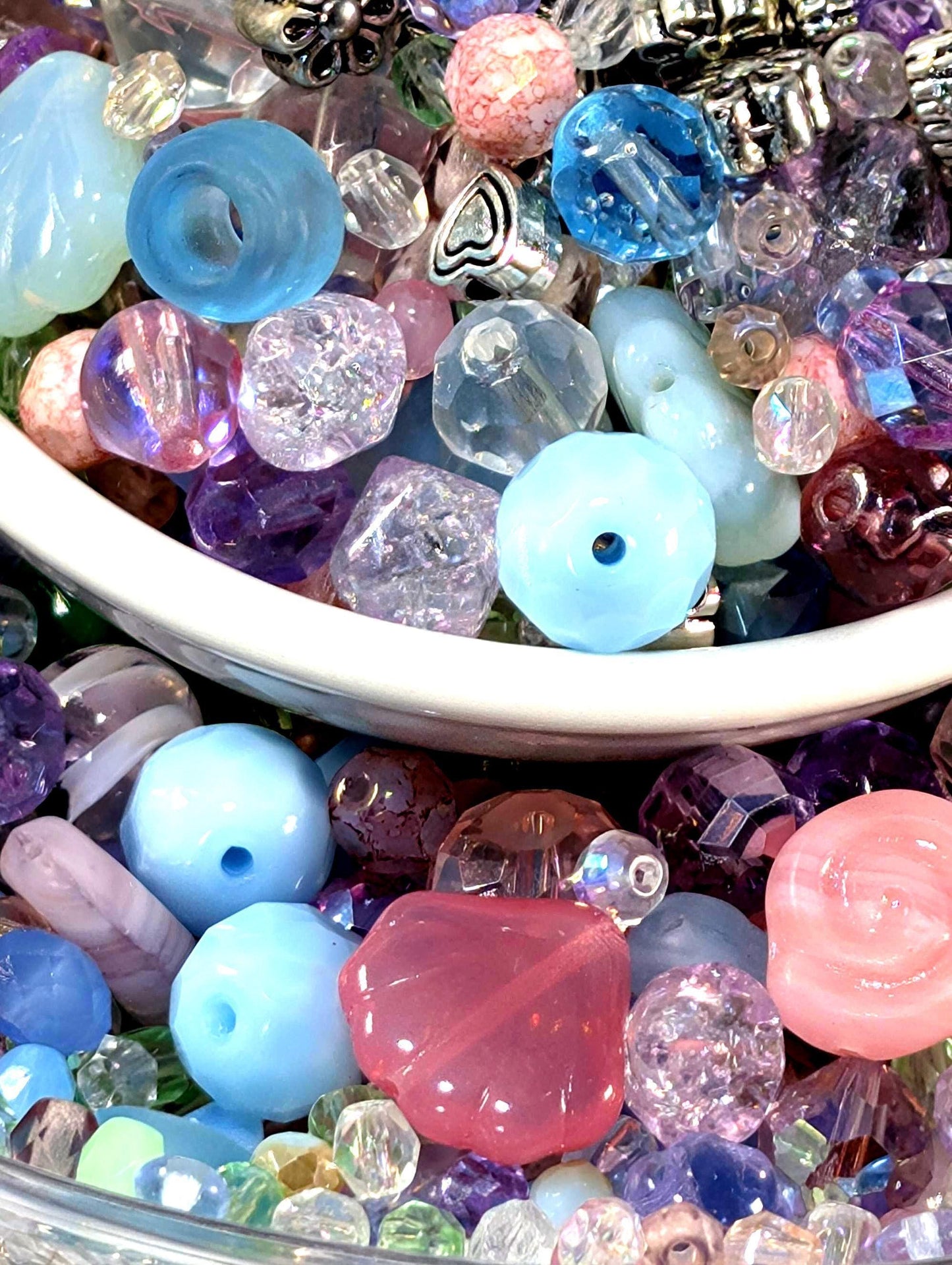 Glass Bead Soup Mix | Artisan Beading Kit with Electroplated Beads Pack & Spring Color Beads