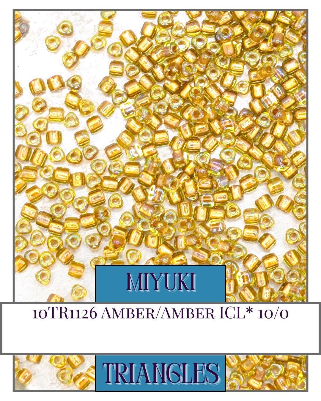 Miyuki Triangle Beads – Amber 10/0 Seed Beads | Inside Color Lined Sparkle Glass