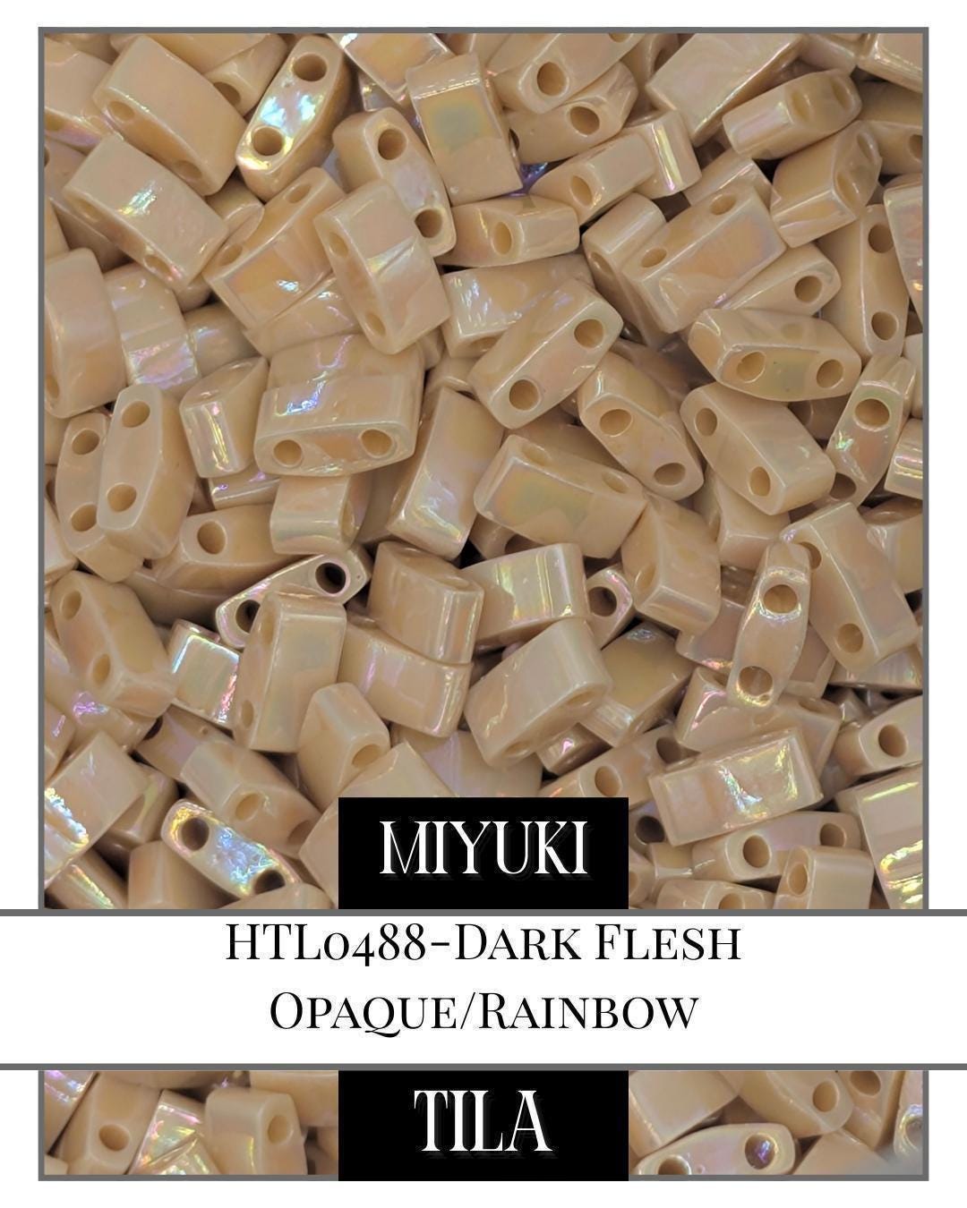 Miyuki Tila Beads – Half Tila Beads Dark Flesh Opaque Rainbow | 7.5g Pack