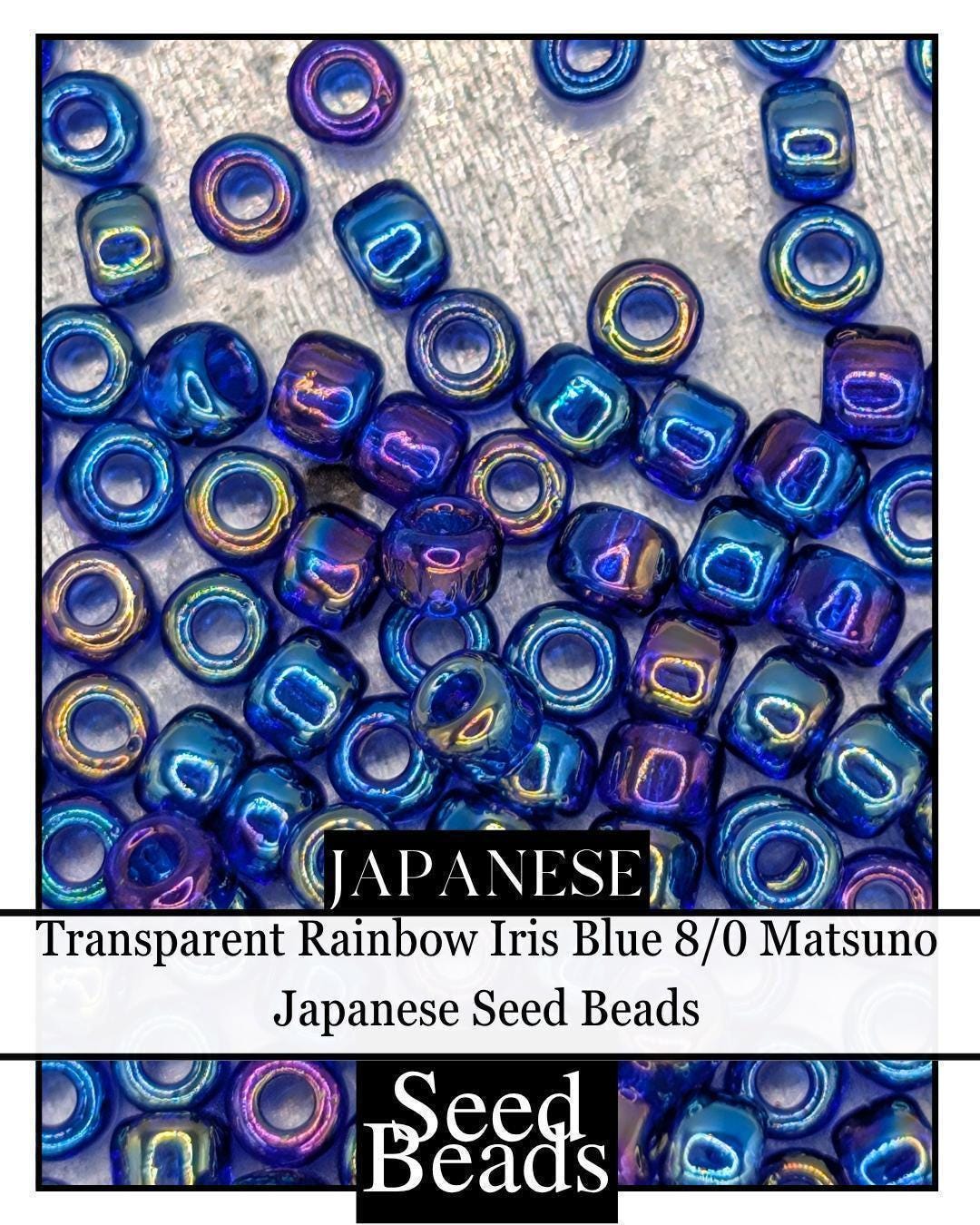 Transparent Rainbow Seed Beads - 8/0 Rainbow Iris Blue Japanese Seed Beads for Jewelry Making