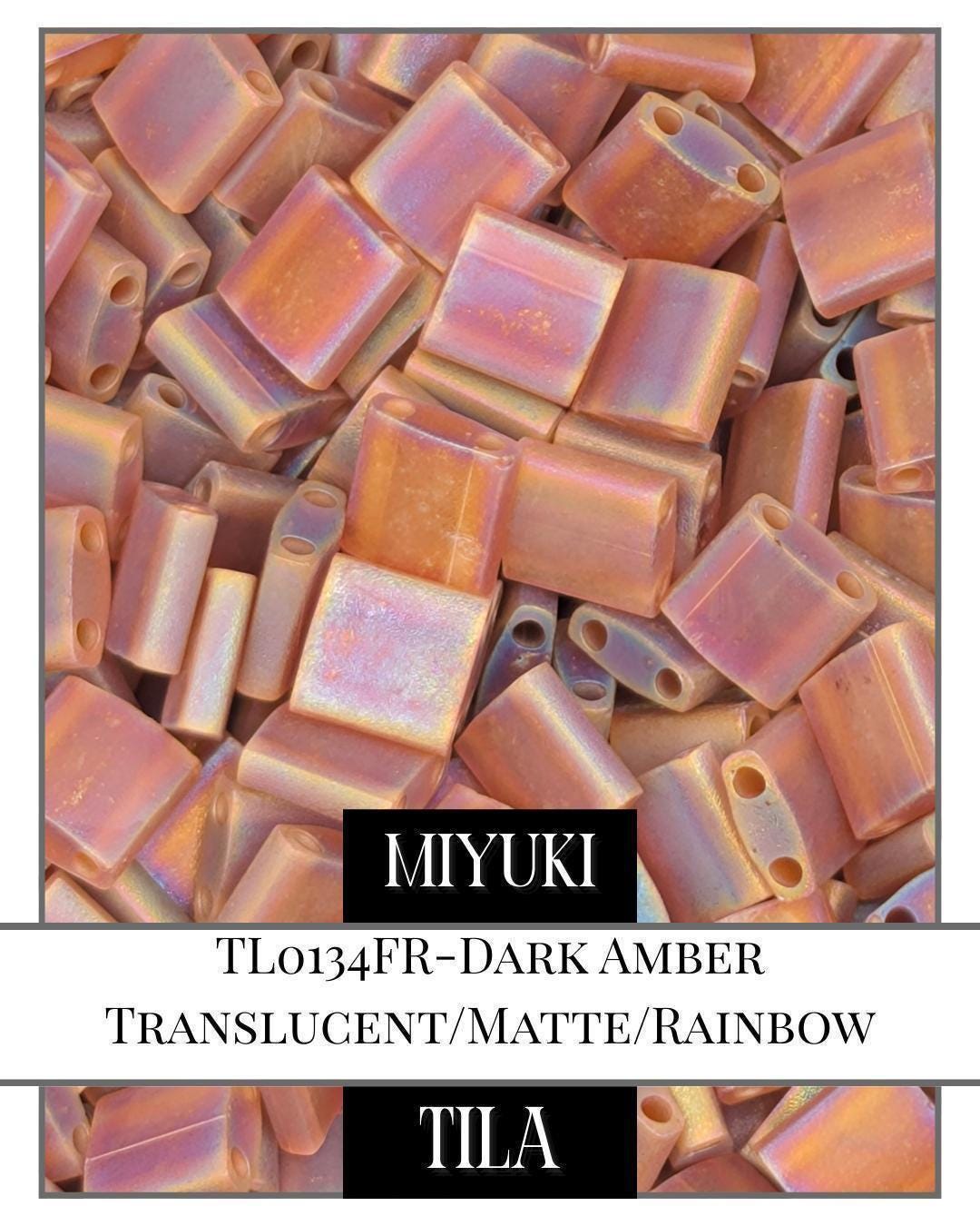 Miyuki Tila Beads – Dark Amber Flat Two Hole Beads | 7.5g Bead Package