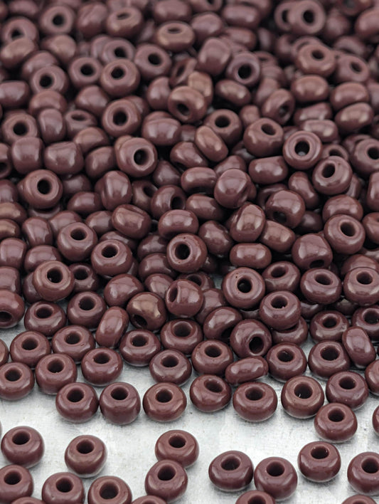 Preciosa Seed Beads - Opaque Dark Brown Size 8/0 | 20g Czech Glass Beads Package