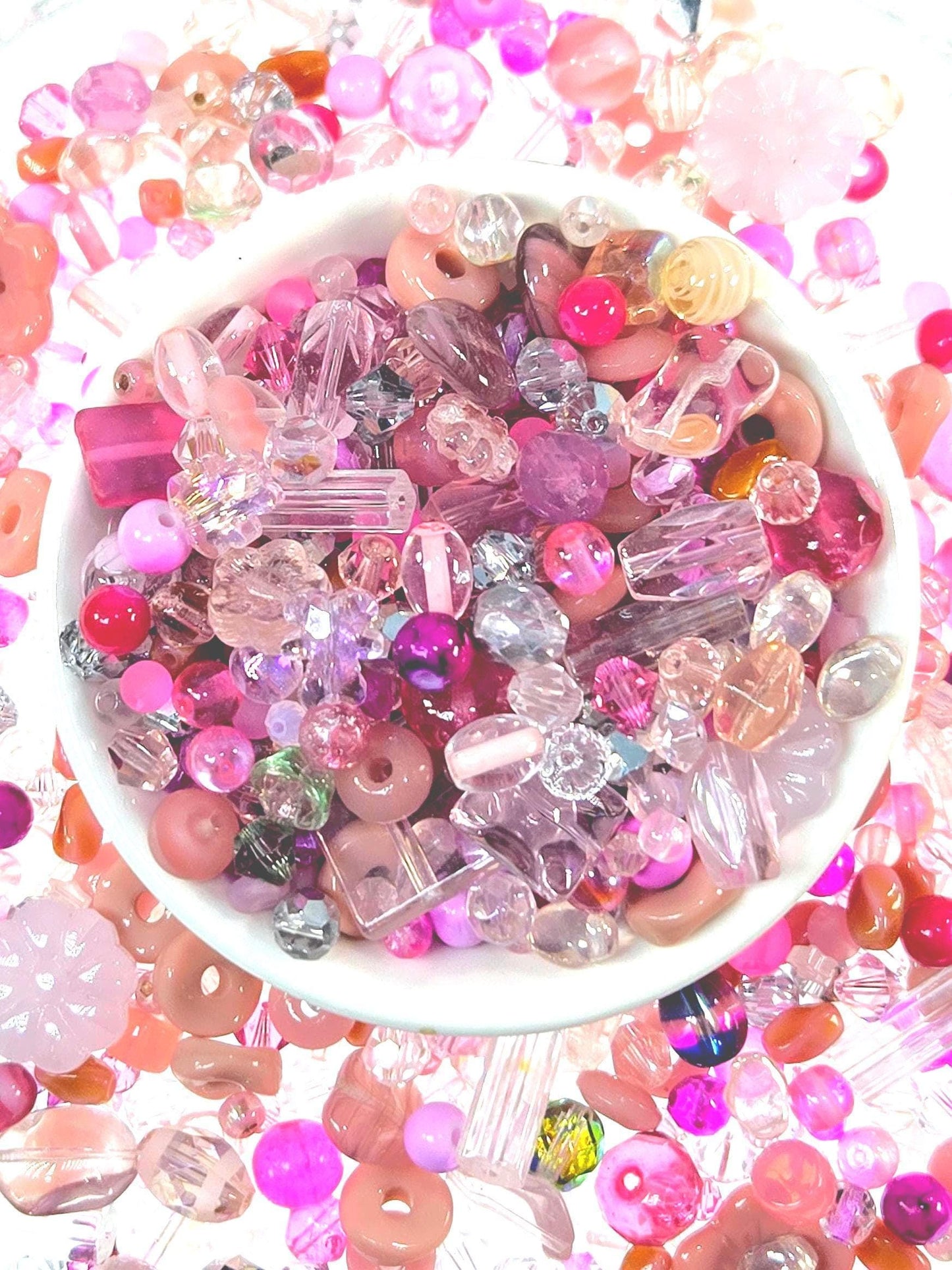 Pink Bead Mix - Glass Bead Assortment | DIY Bracelet & Necklace Kit 30g