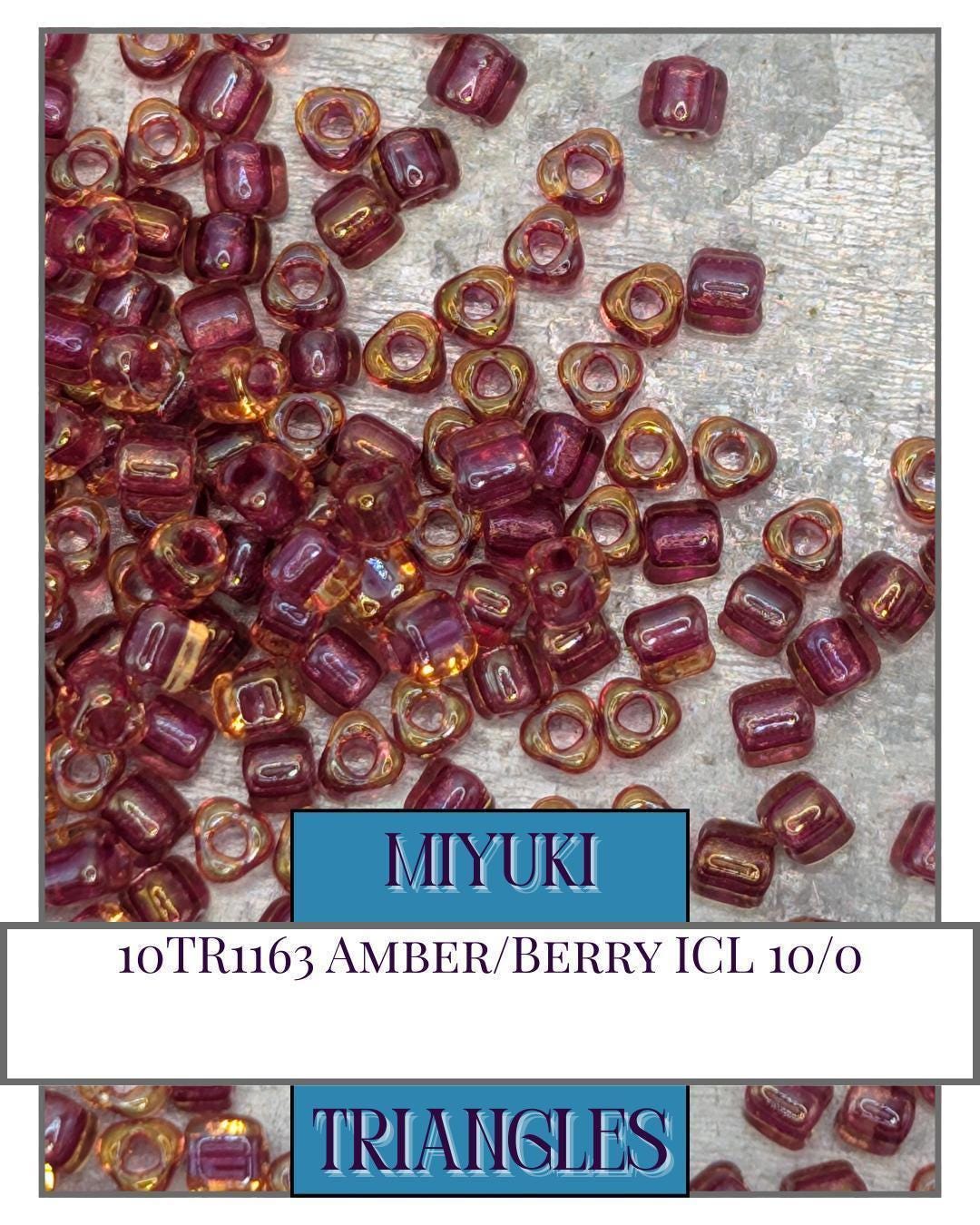 Miyuki Triangle Beads – Amber Berry Sparkle Size 10/0 – Bulk 10g Pack