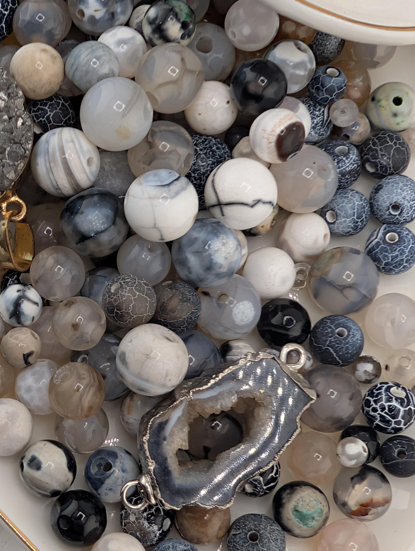 Dyed Agate Beads - Natural Stone Gemstone Mix | 2oz Semi Precious Bulk Lot