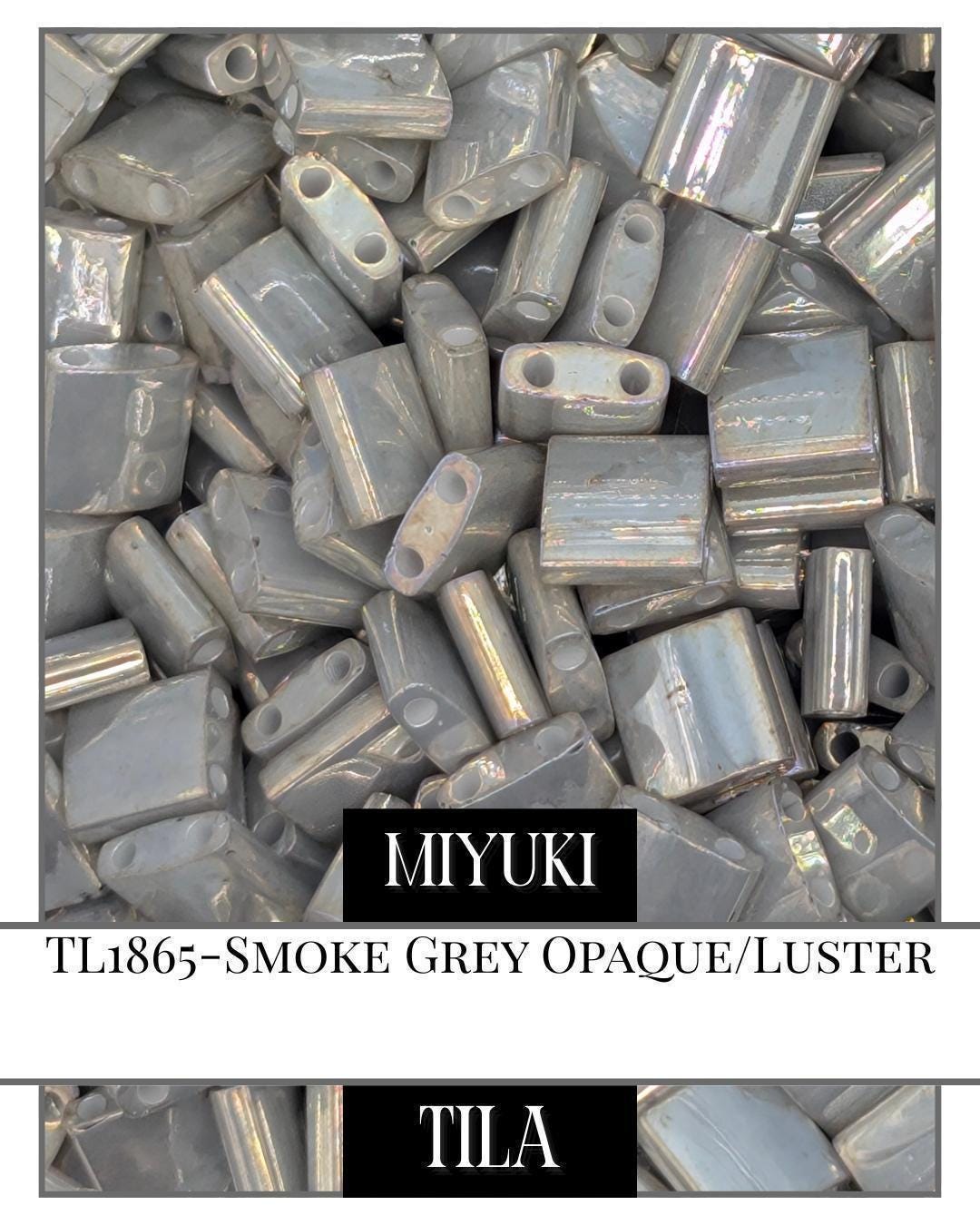 Miyuki Tila Beads – Smoke Grey Opaque Luster | 7.5g Beading Supply Pack
