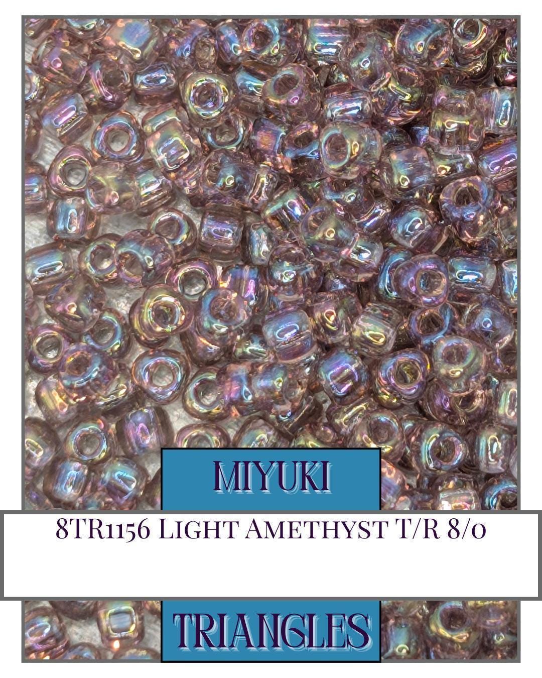 Miyuki Triangle Beads - Light Amethyst Seed Beads with Translucent Rainbow Finish for Jewelry Craft Supplies