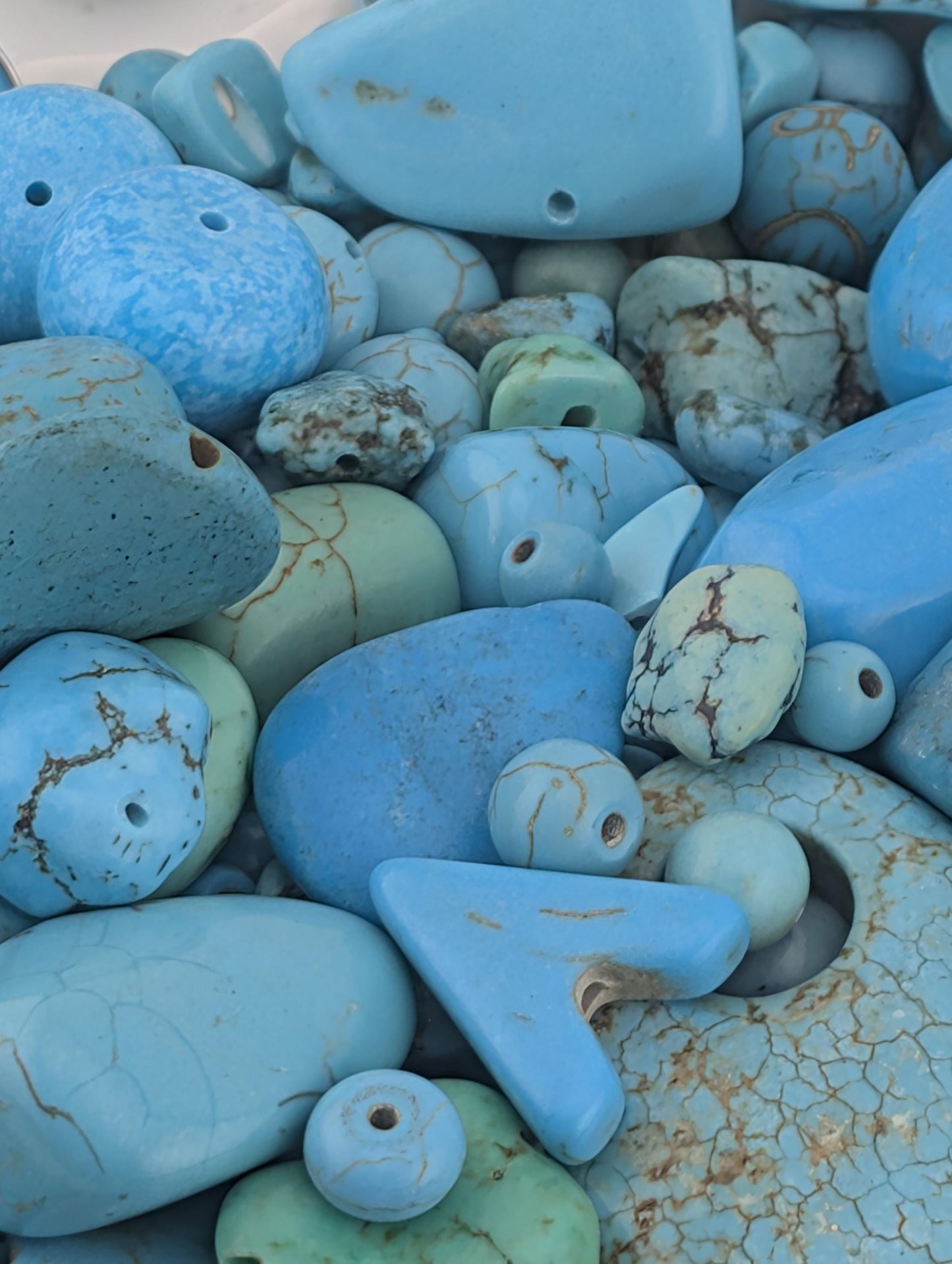 Turquoise Gemstone Beads - Howlite & Wagnerite Mix | Natural Jewelry Supplies