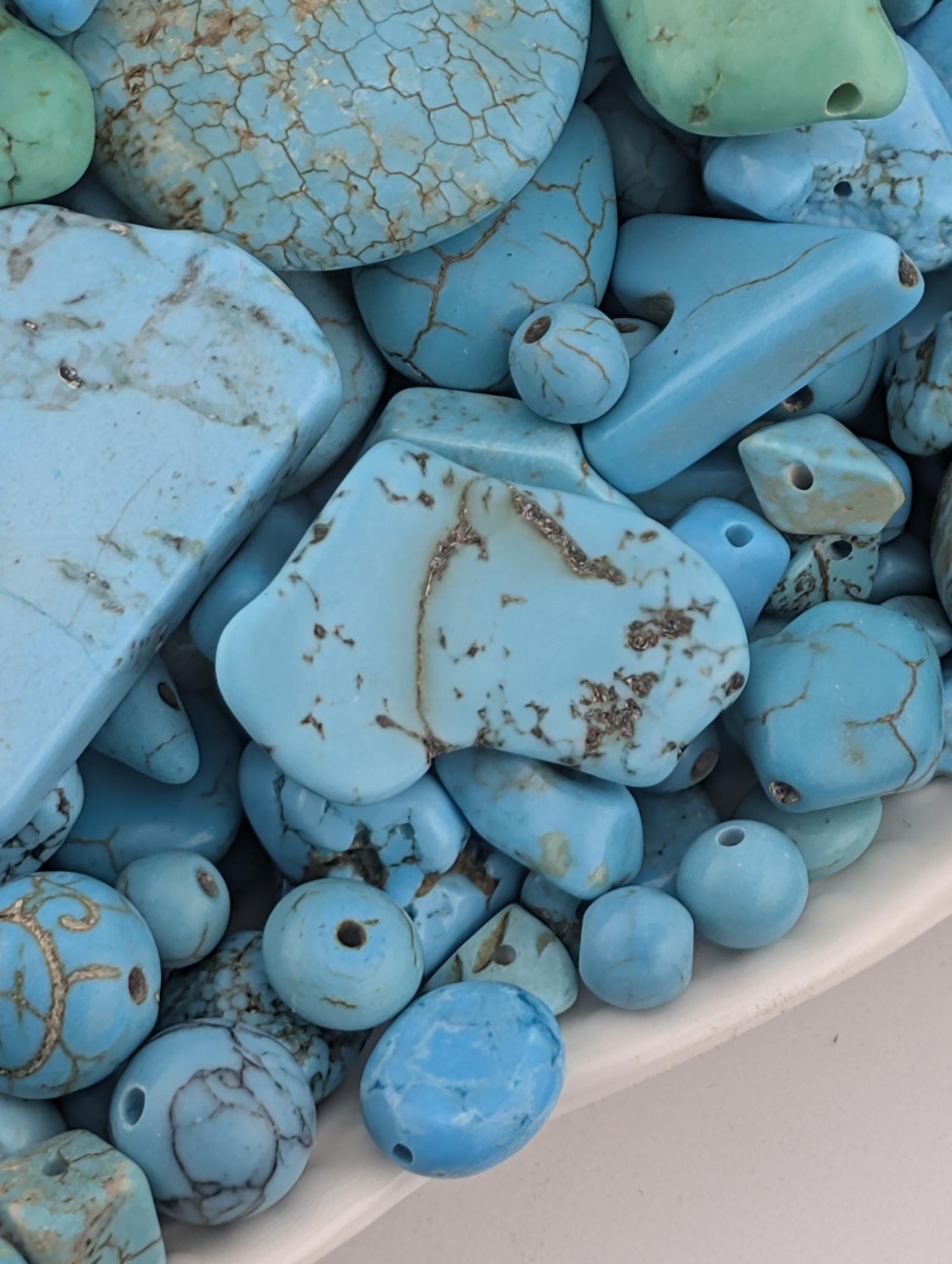 Turquoise Gemstone Beads - Howlite & Wagnerite Mix | Natural Jewelry Supplies